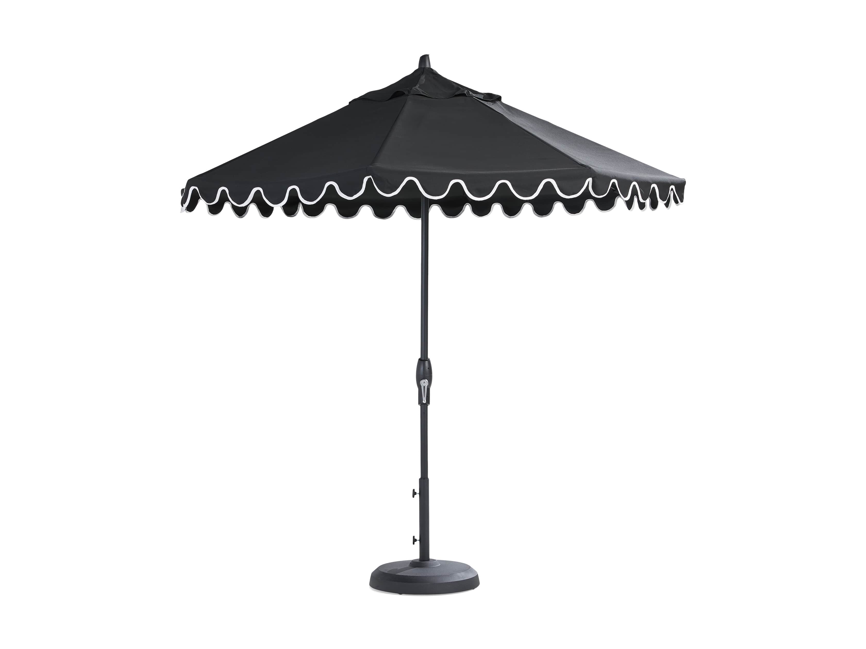 9' Octagonal Scalloped Umbrella in Canvas Black and Natural Trim with Black Frame, slide 4 of 4