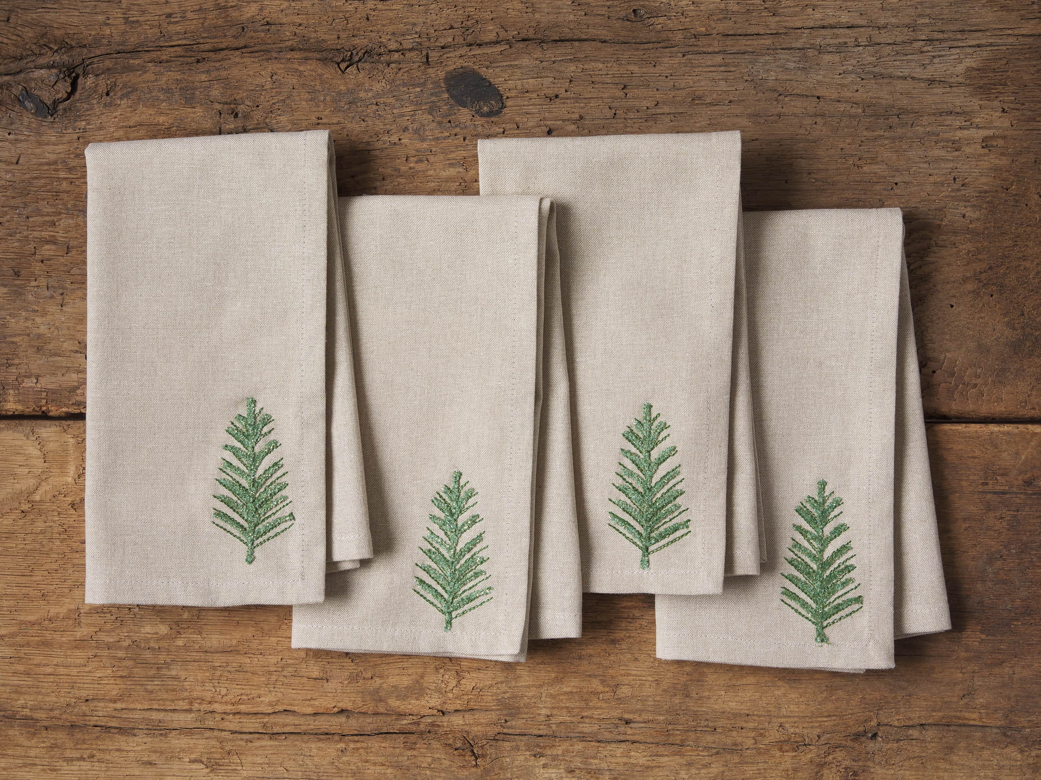 Set of 4 Alpine Embroidered Dinner Napkins, slide 1 of 3