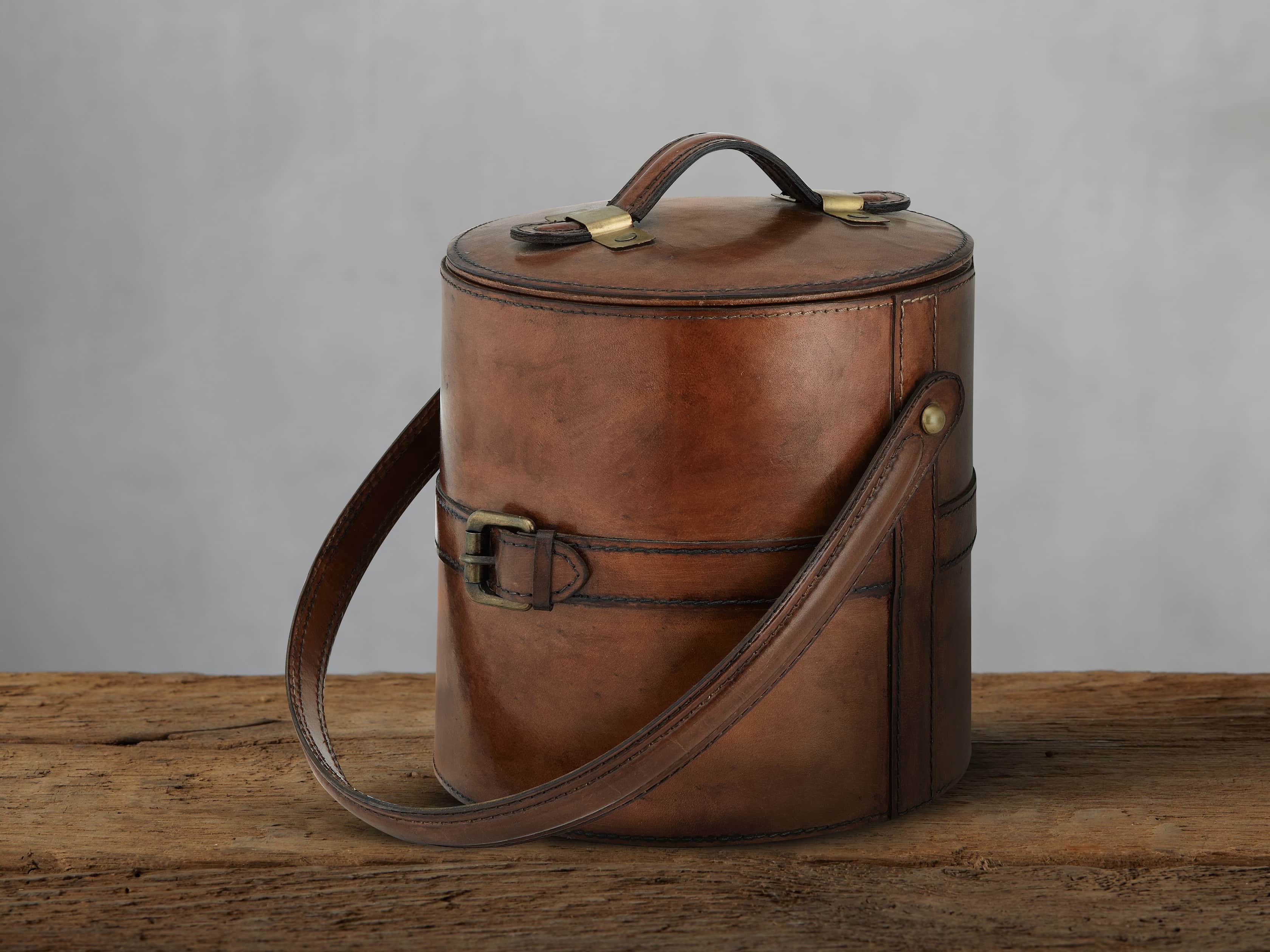Andres Leather Ice Bucket, slide 1 of 3