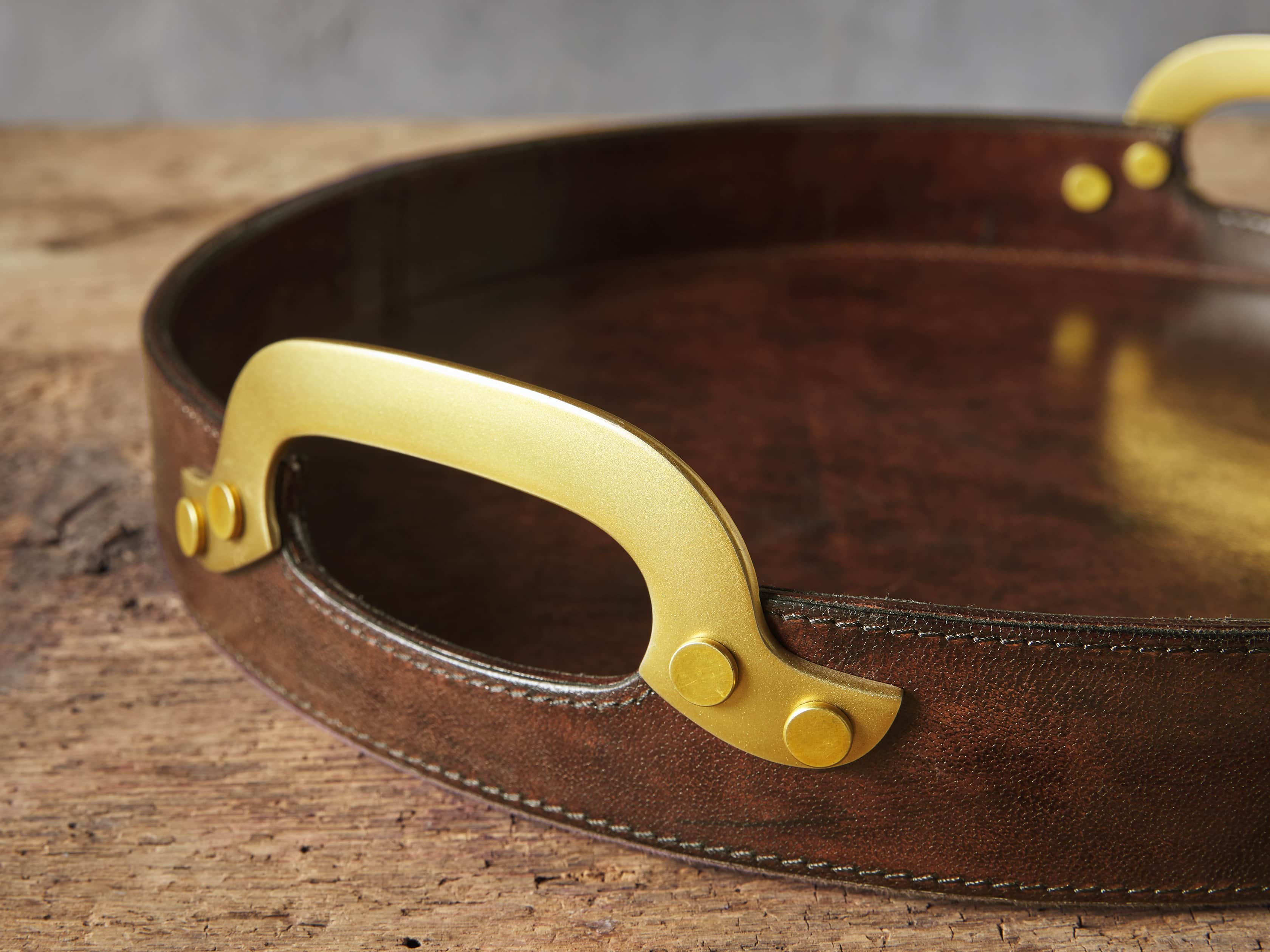 Andres Leather Round Tray, slide 2 of 4