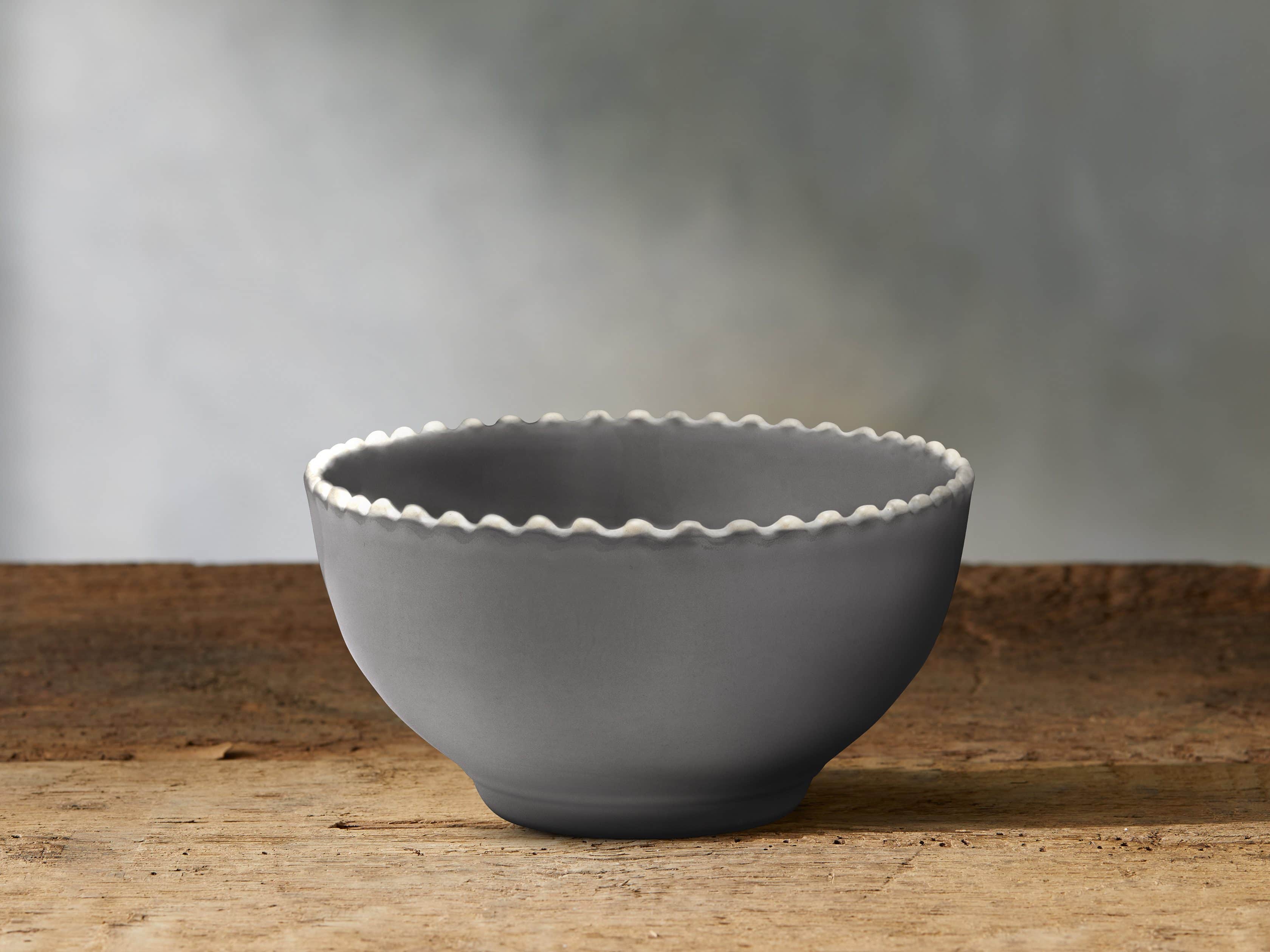 Avignon Grey Cereal Bowl Set with Pearl Trim (Set of 4), slide 1 of 2