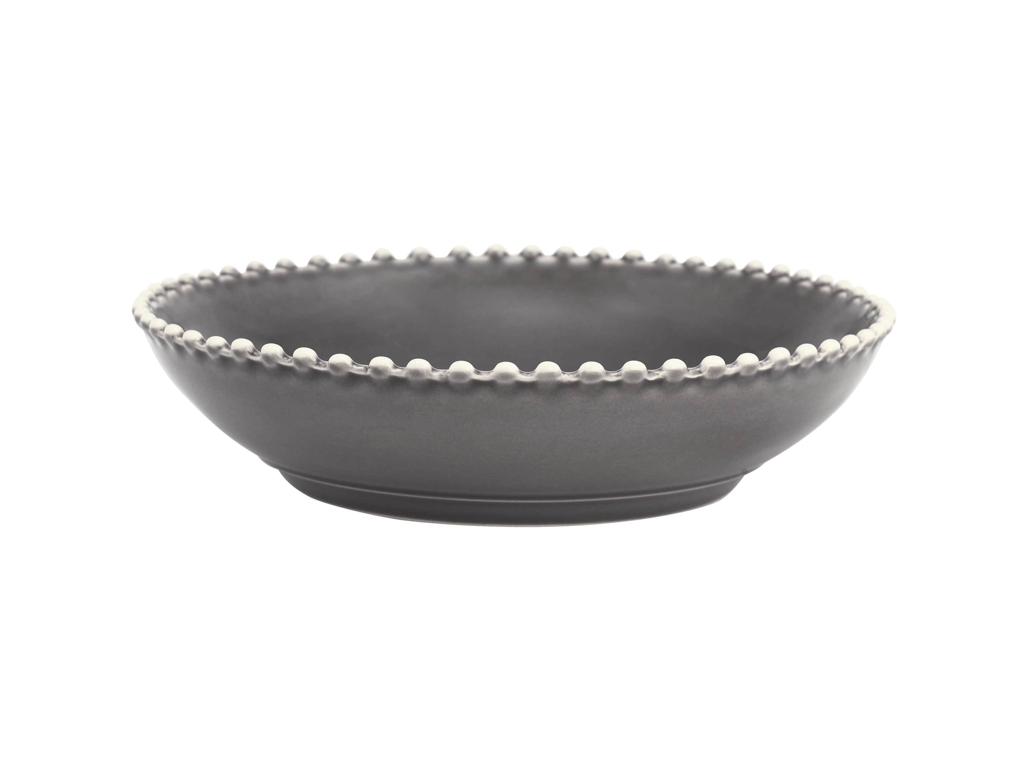 Avignon Grey Soup Bowls with Pearl Trim (Set of 4), slide 2 of 3