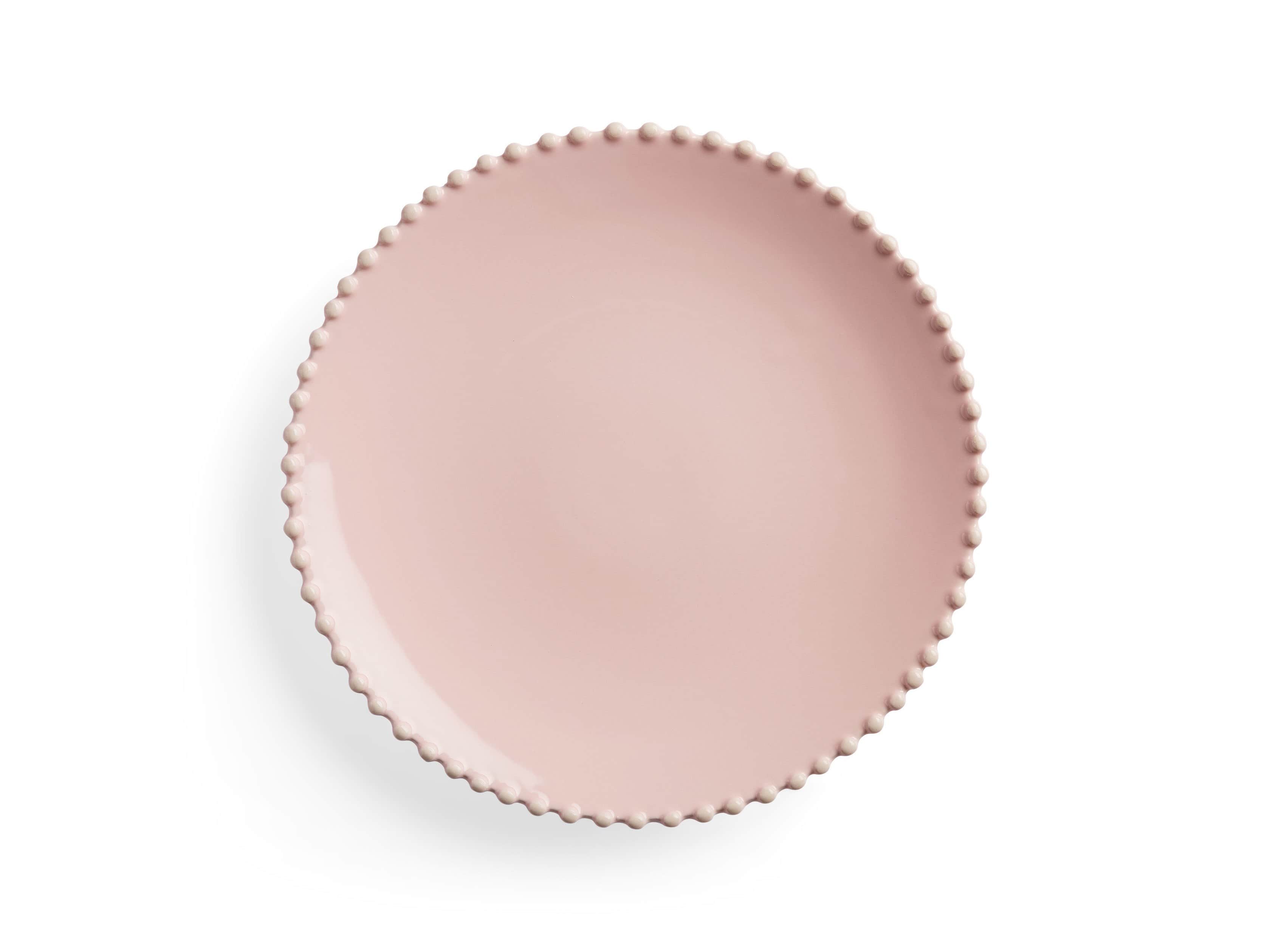 Avignon Blush Dinner Plates with Pearl Trim (Set of 4)