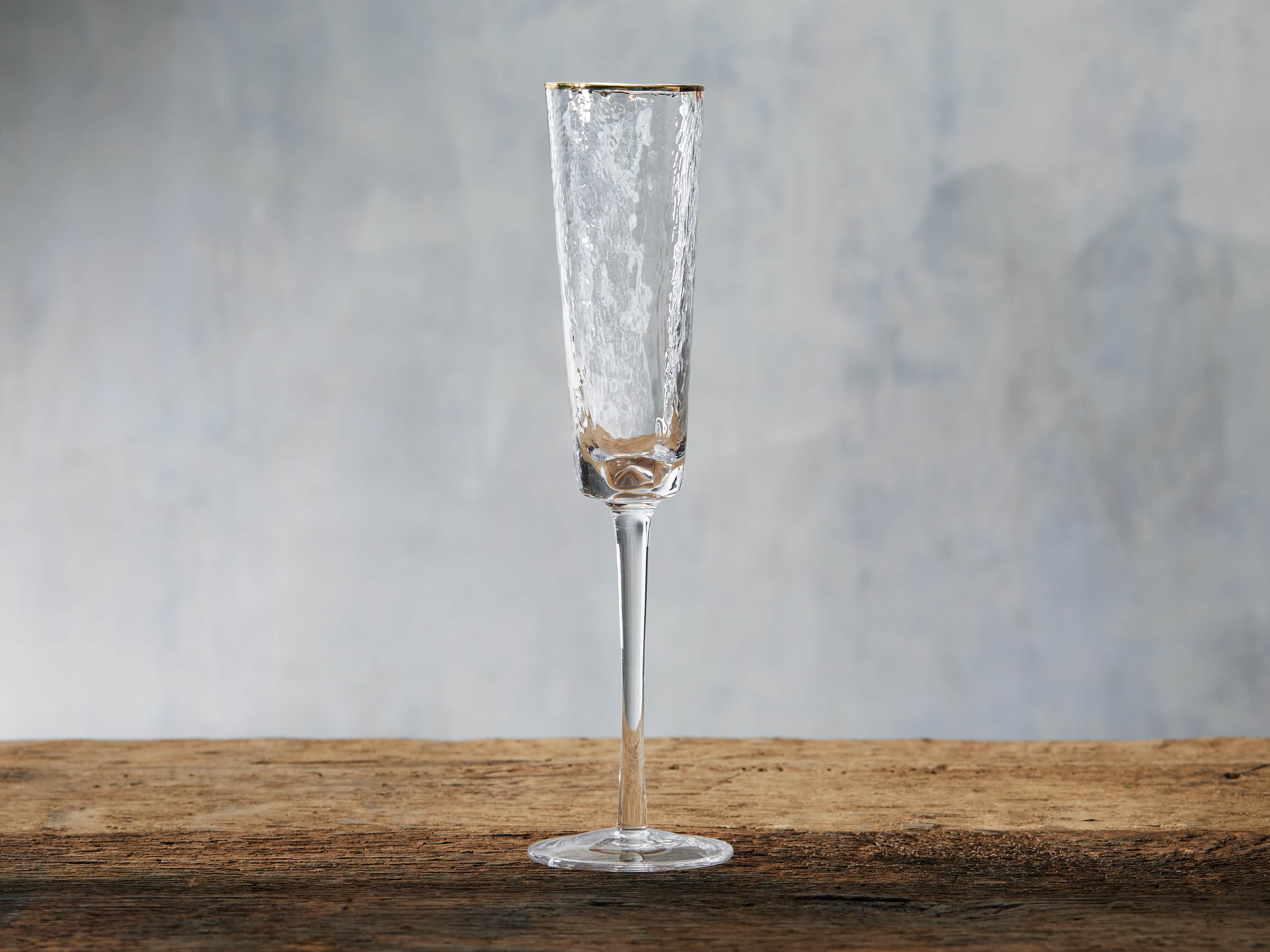 Hammered Glass Champagne Flutes, Set of 4