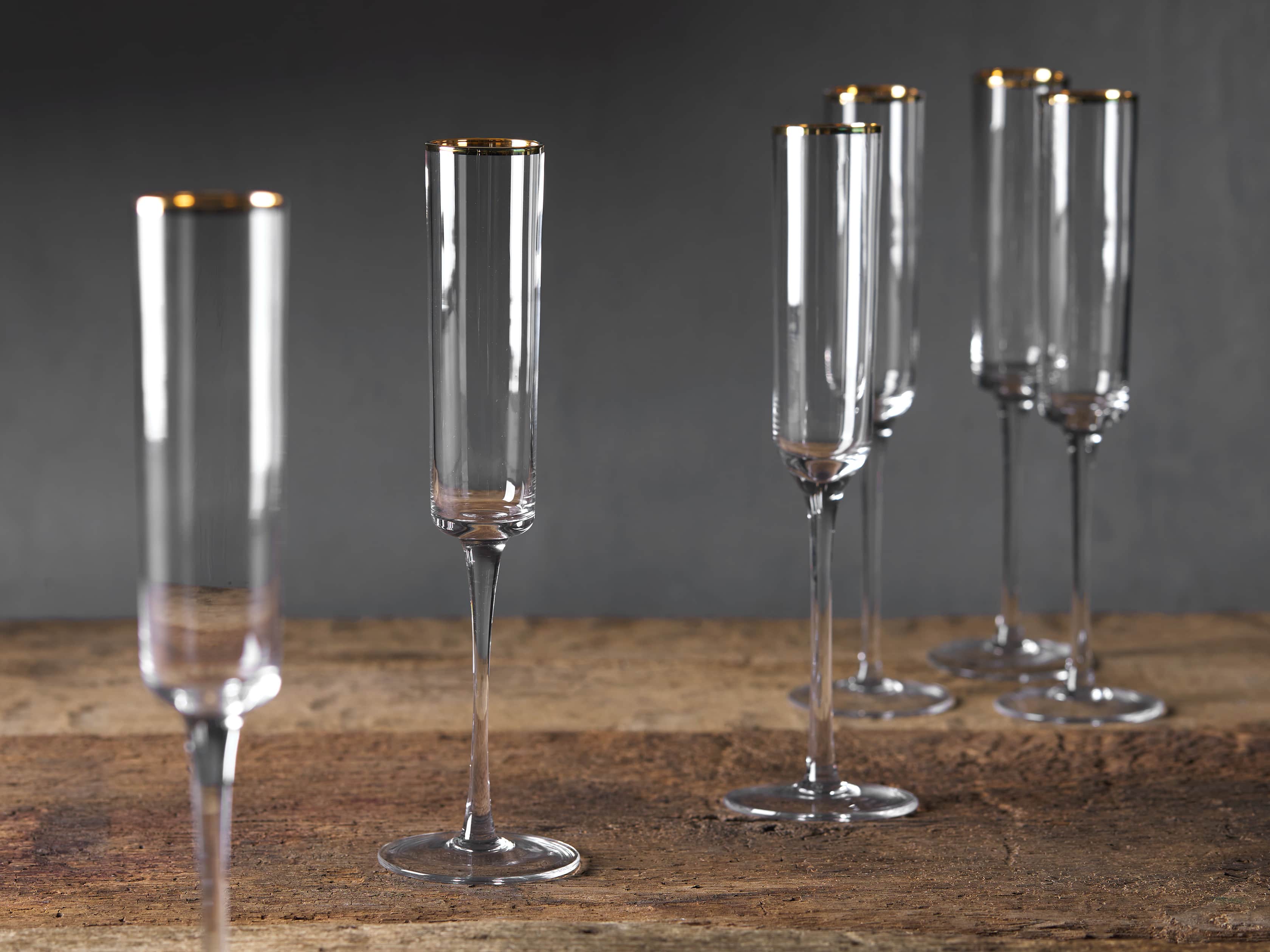 Gold Rimmed Champagne Flutes (Set of 6), slide 2 of 5