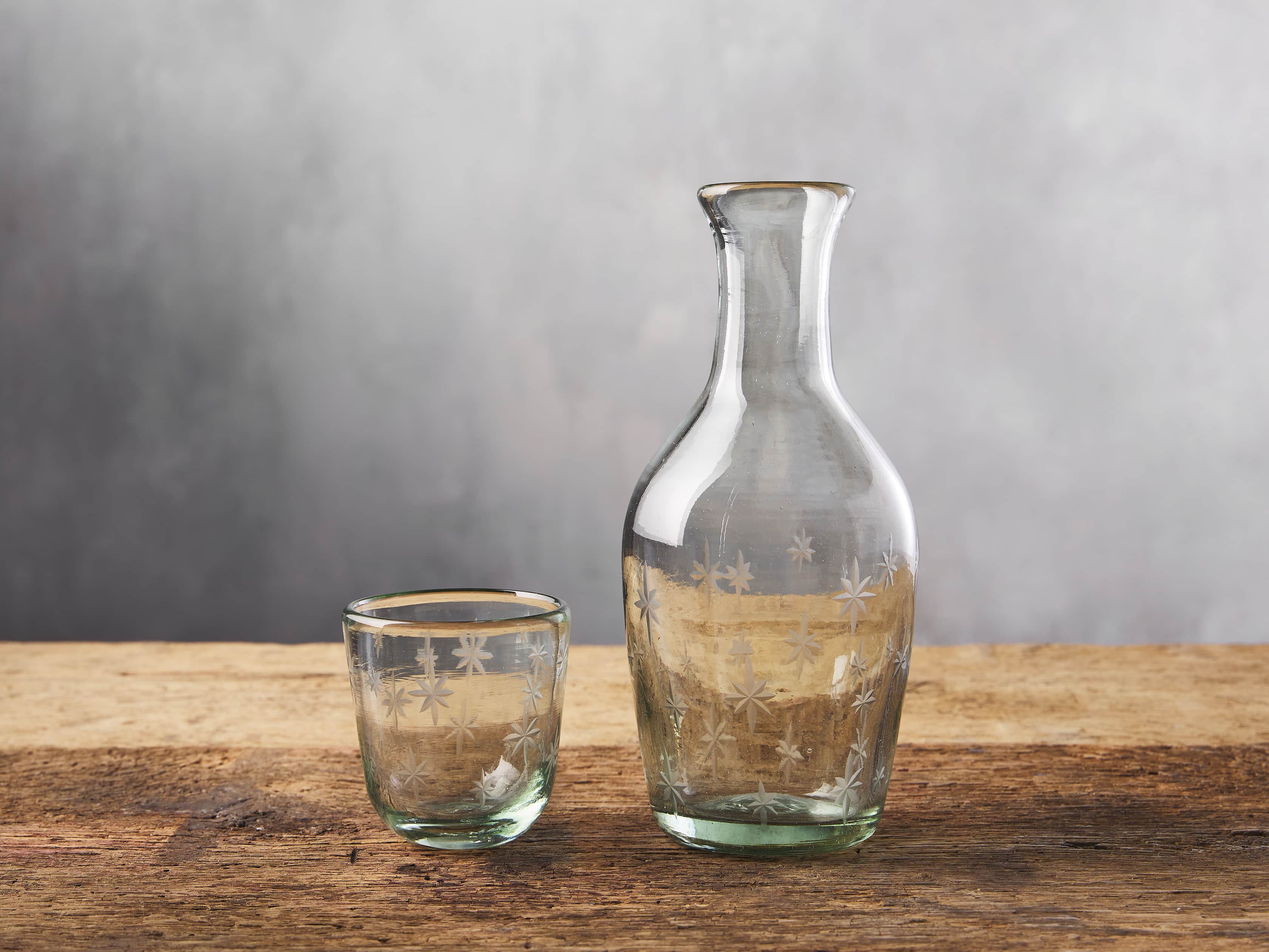 Star Bedside Carafe with Glass in Metal Transparent | Arhaus