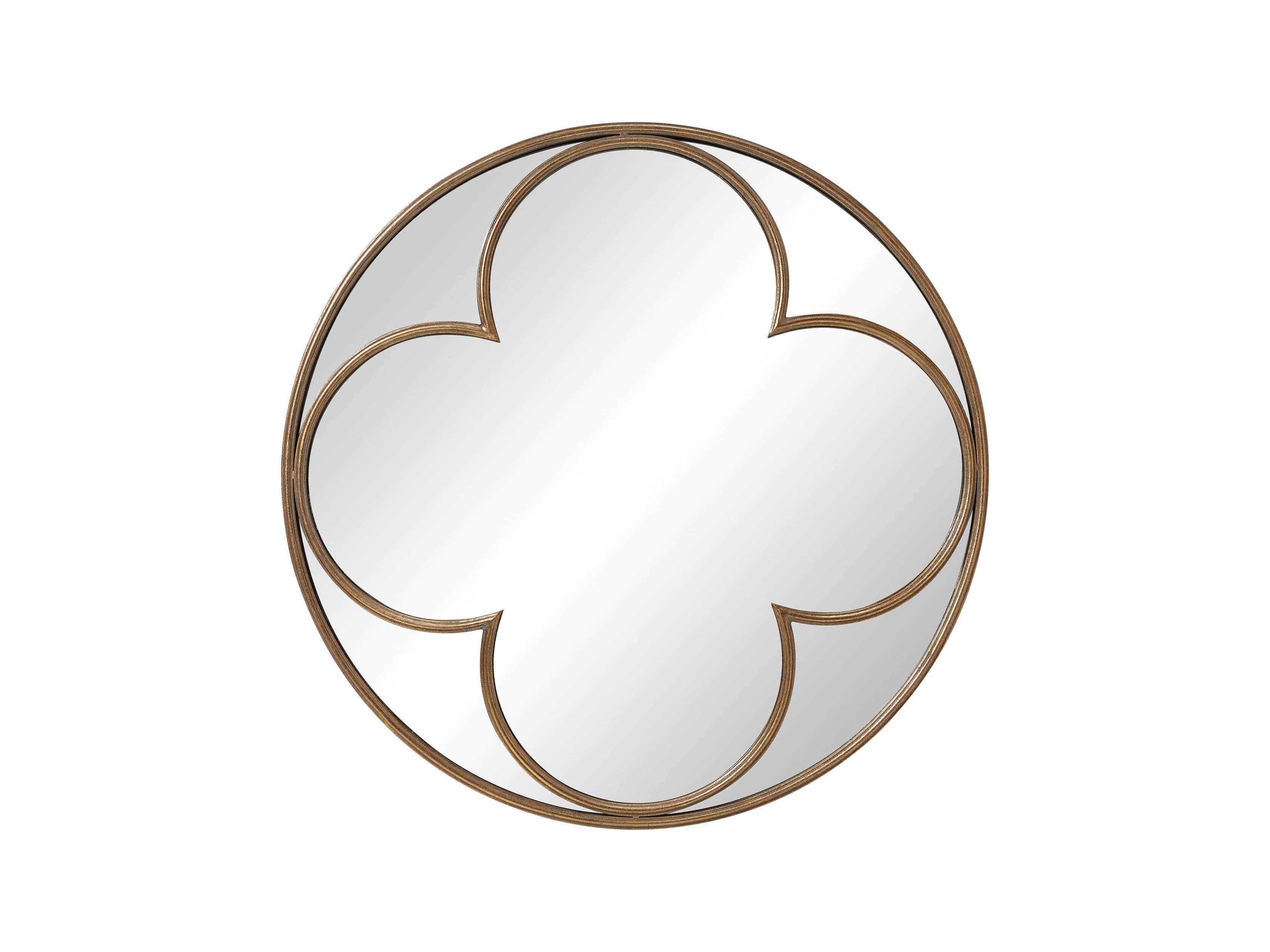QUATREFOIL 43" ROUND MIRROR IN GOLD