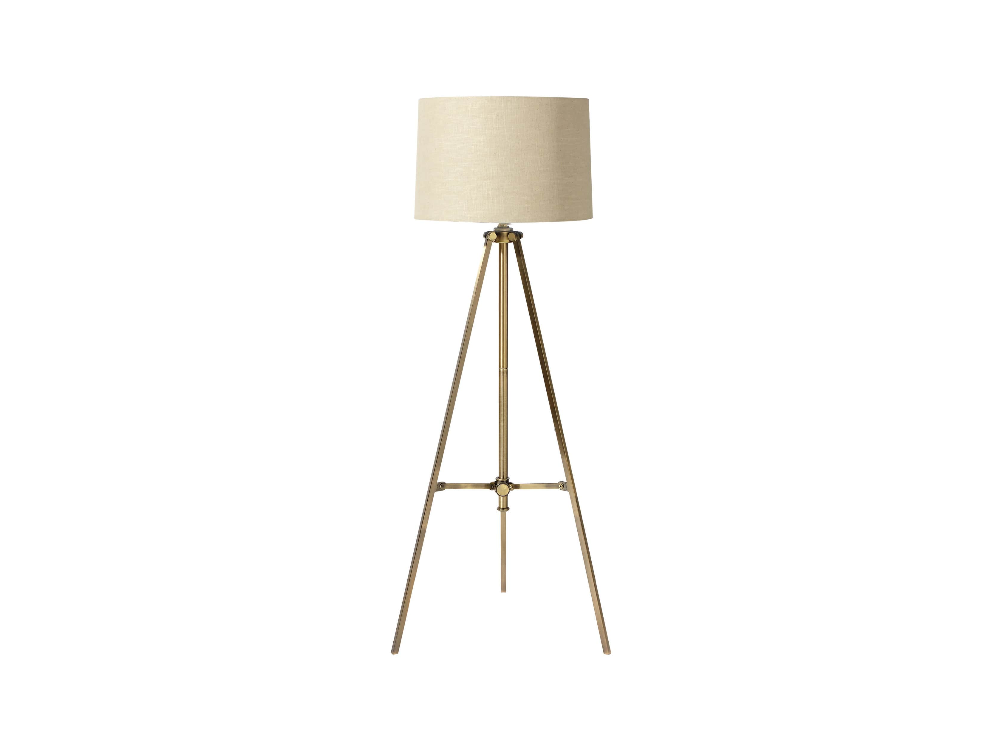 Clarence Floor Lamp With Natural Shade in Antiqued Brass, slide 2 of 5