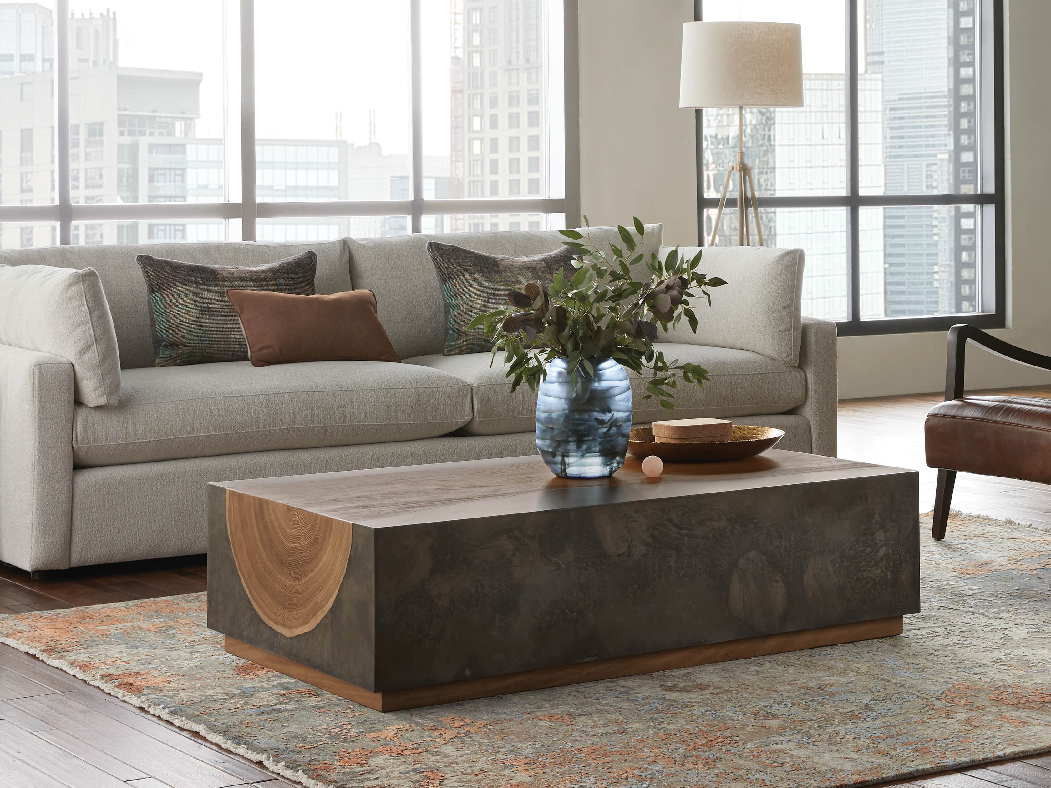 Clarence Floor Lamp With Natural Shade in Antiqued Brass, slide 3 of 5