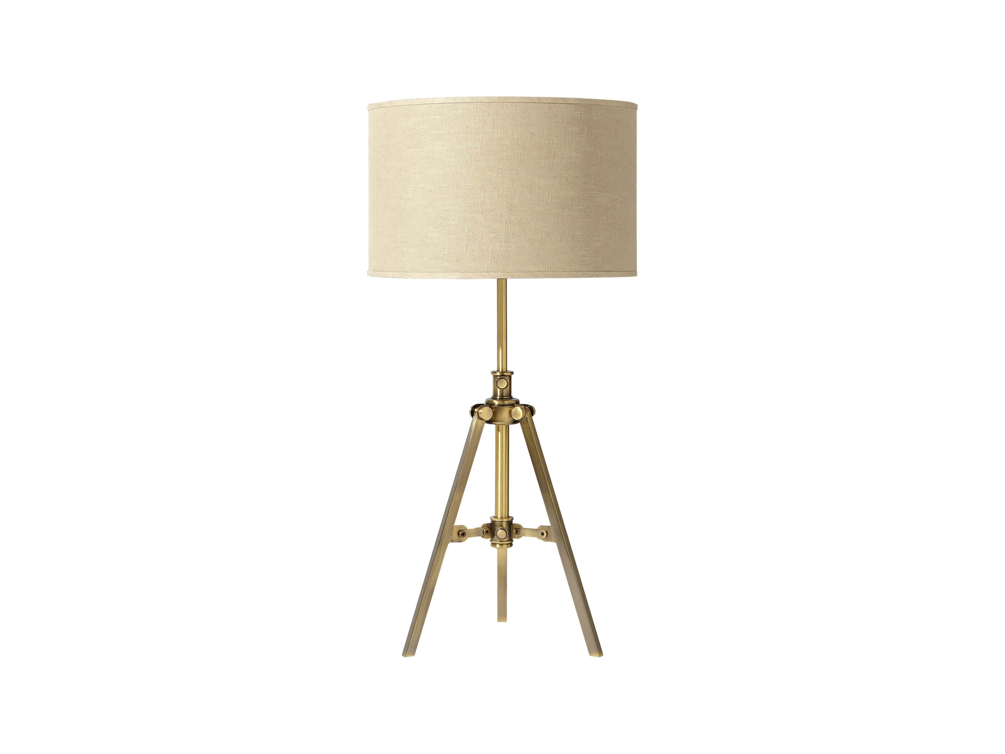Clarence Table Lamp With Natural Shade in Antiqued Brass, slide 3 of 3