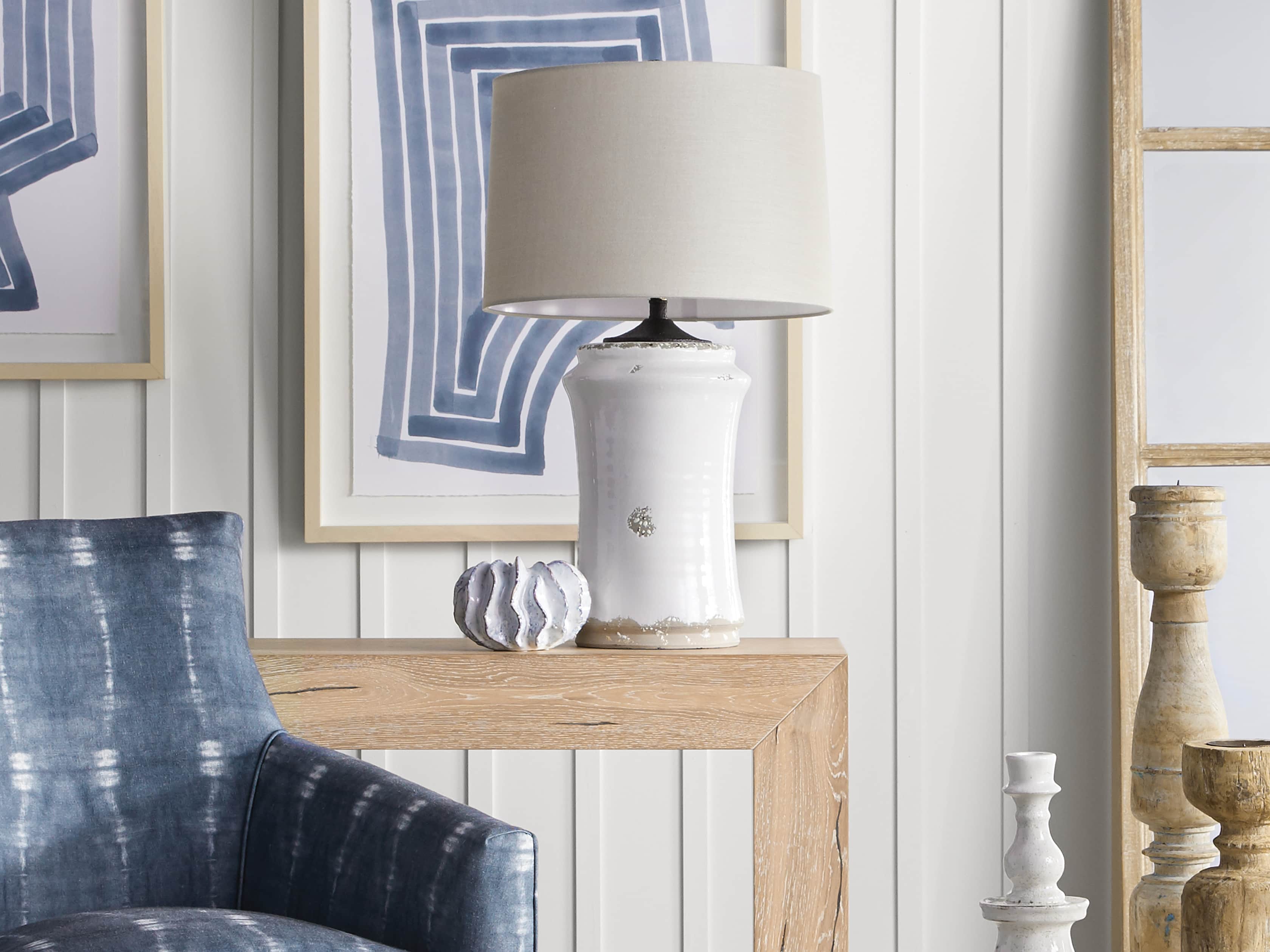 Ghent Terracotta Table Lamp in White, slide 1 of 6