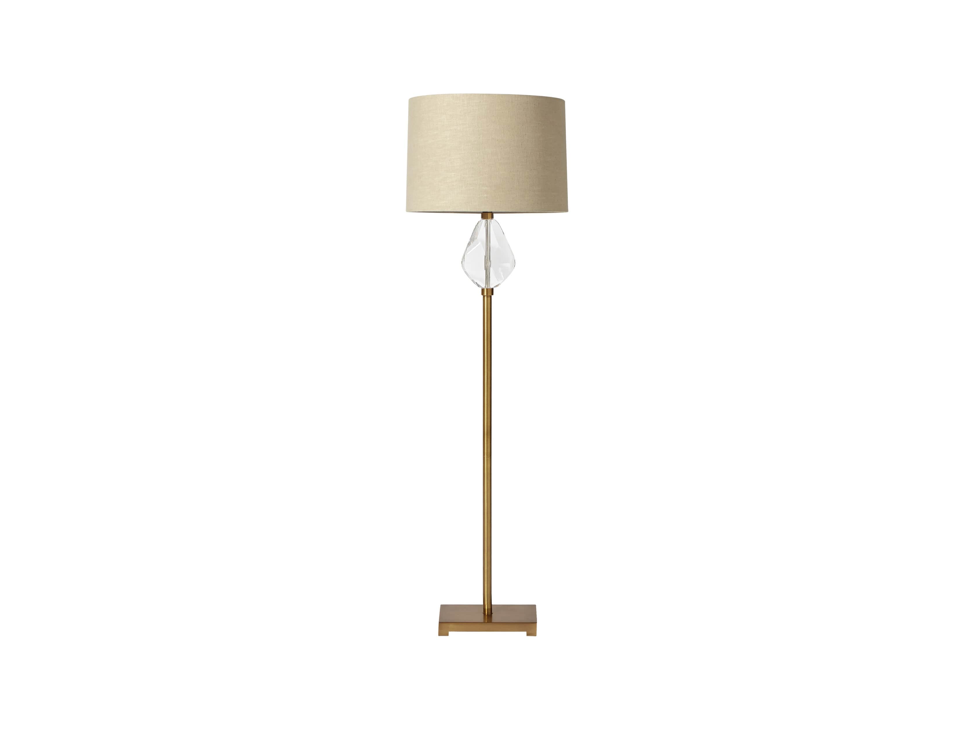 Lola Teardrop Floor Lamp With Natural Shade in Brass