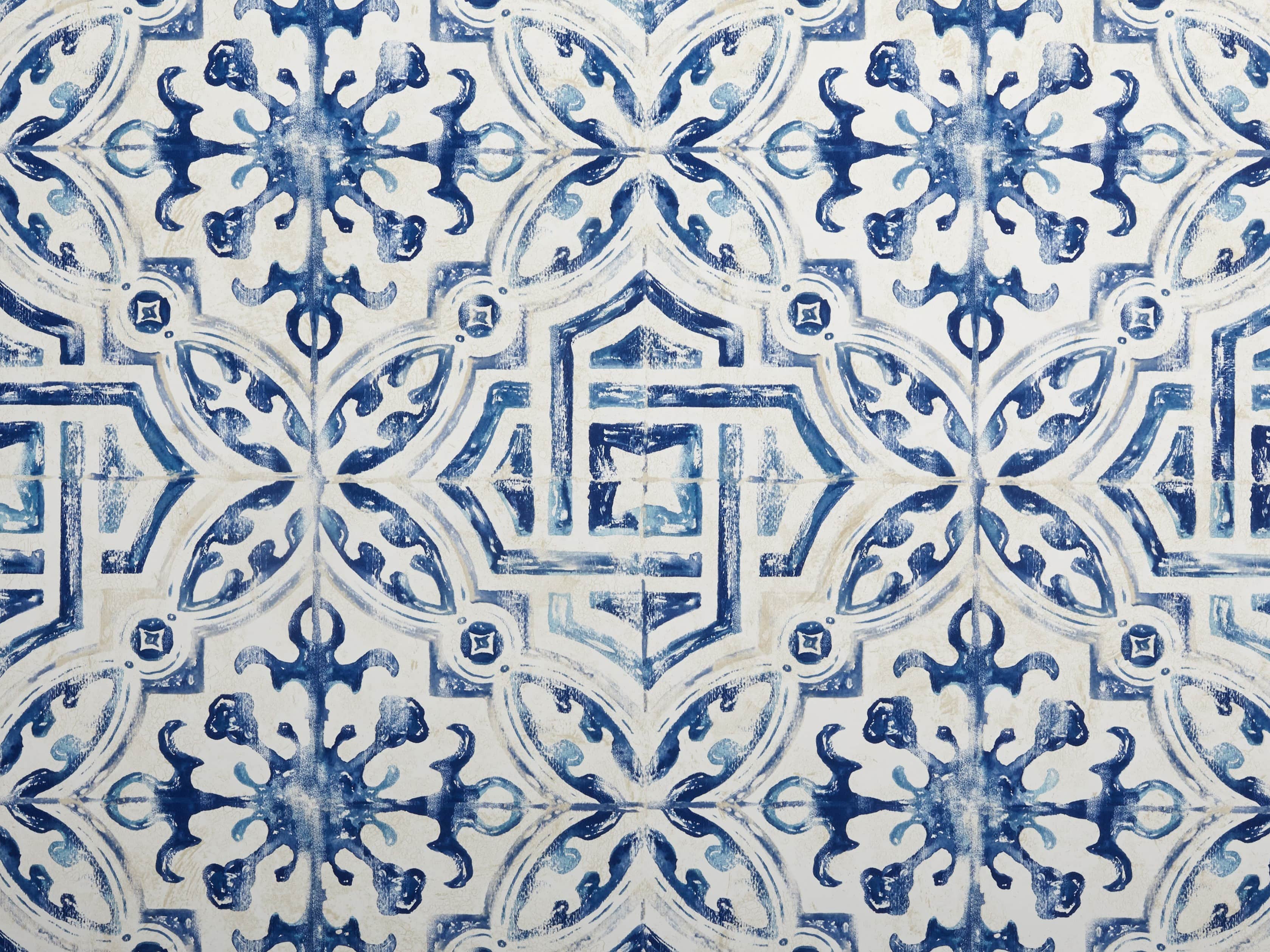 Arabesque Tile Wallpaper in Blue, slide 2 of 2