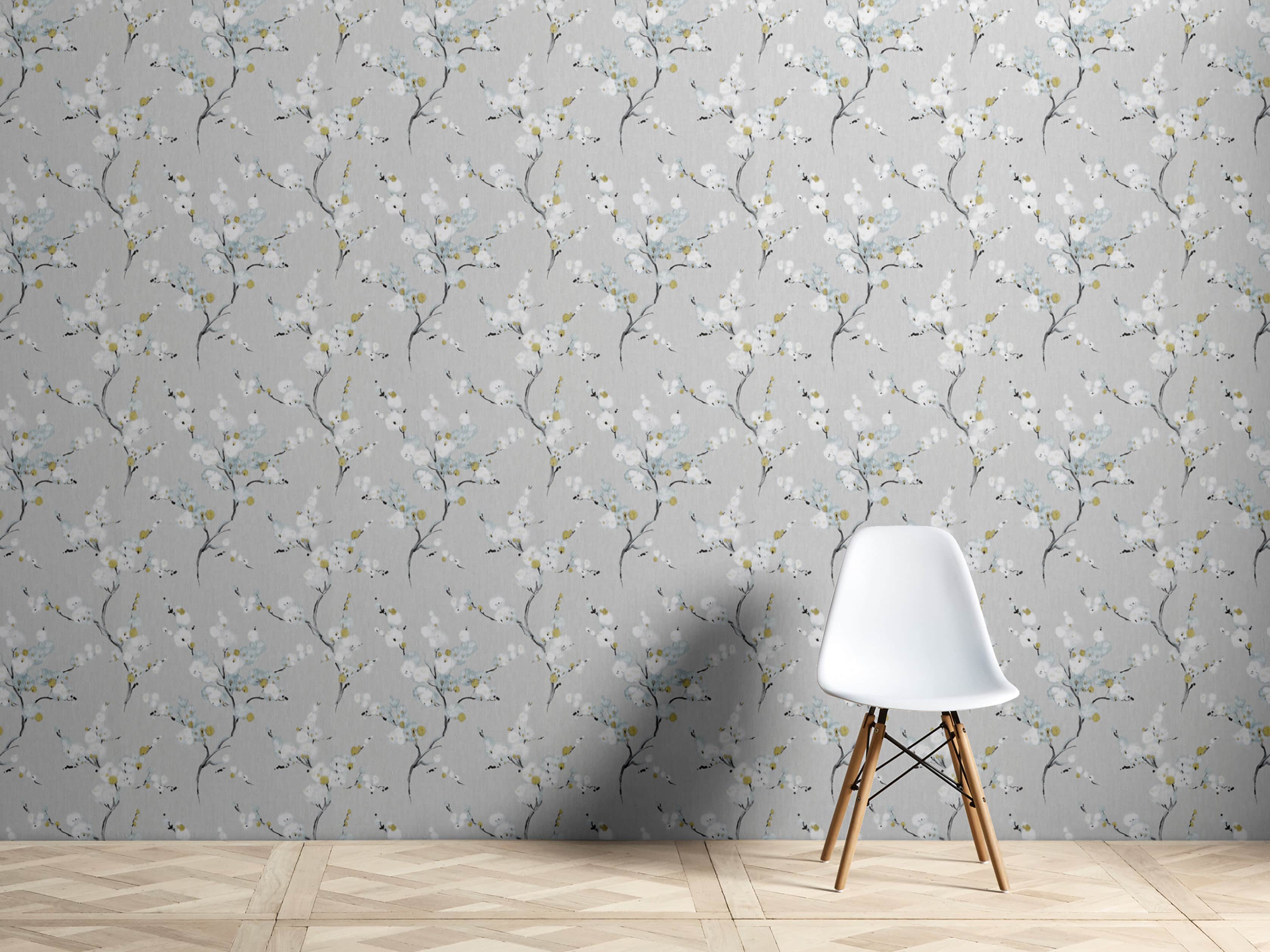 Charming Bloom Wallpaper in Blue, slide 1 of 2