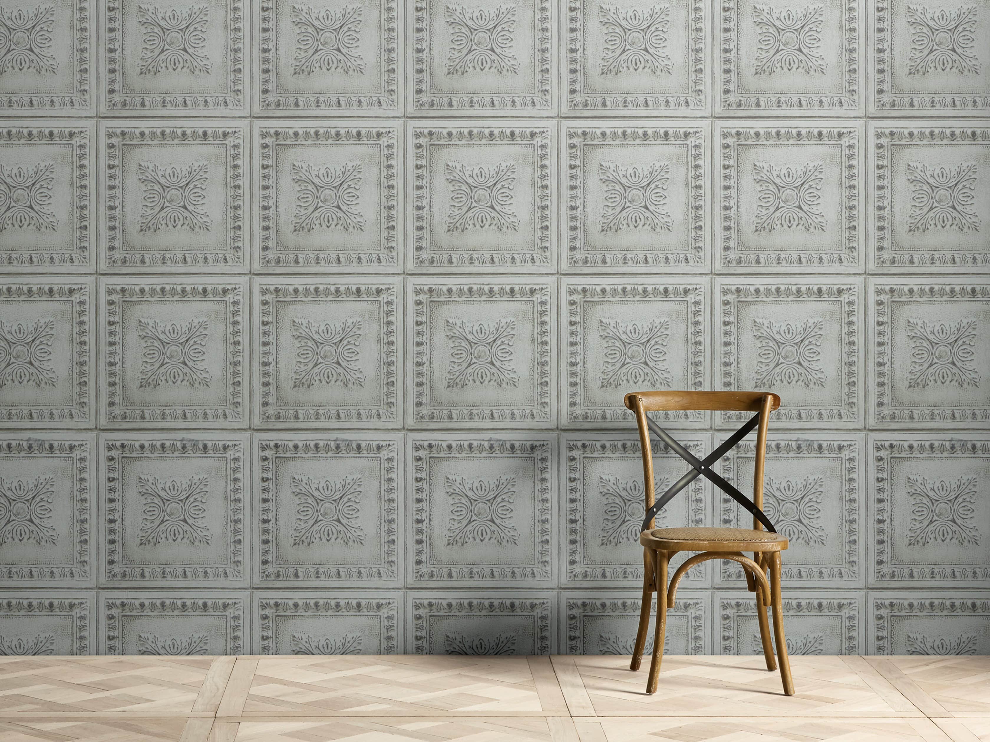 Avalon Tin Tile Wallpaper in Mint, slide 1 of 2