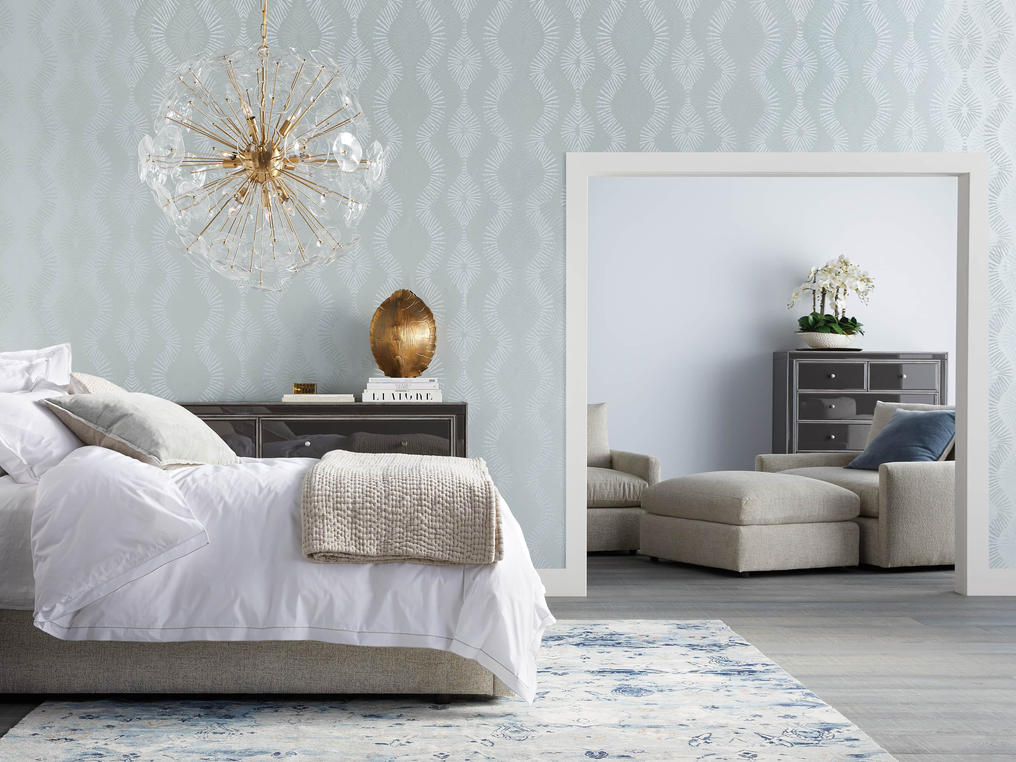 Dancing Damask Wallpaper in Seafoam, slide 4 of 4