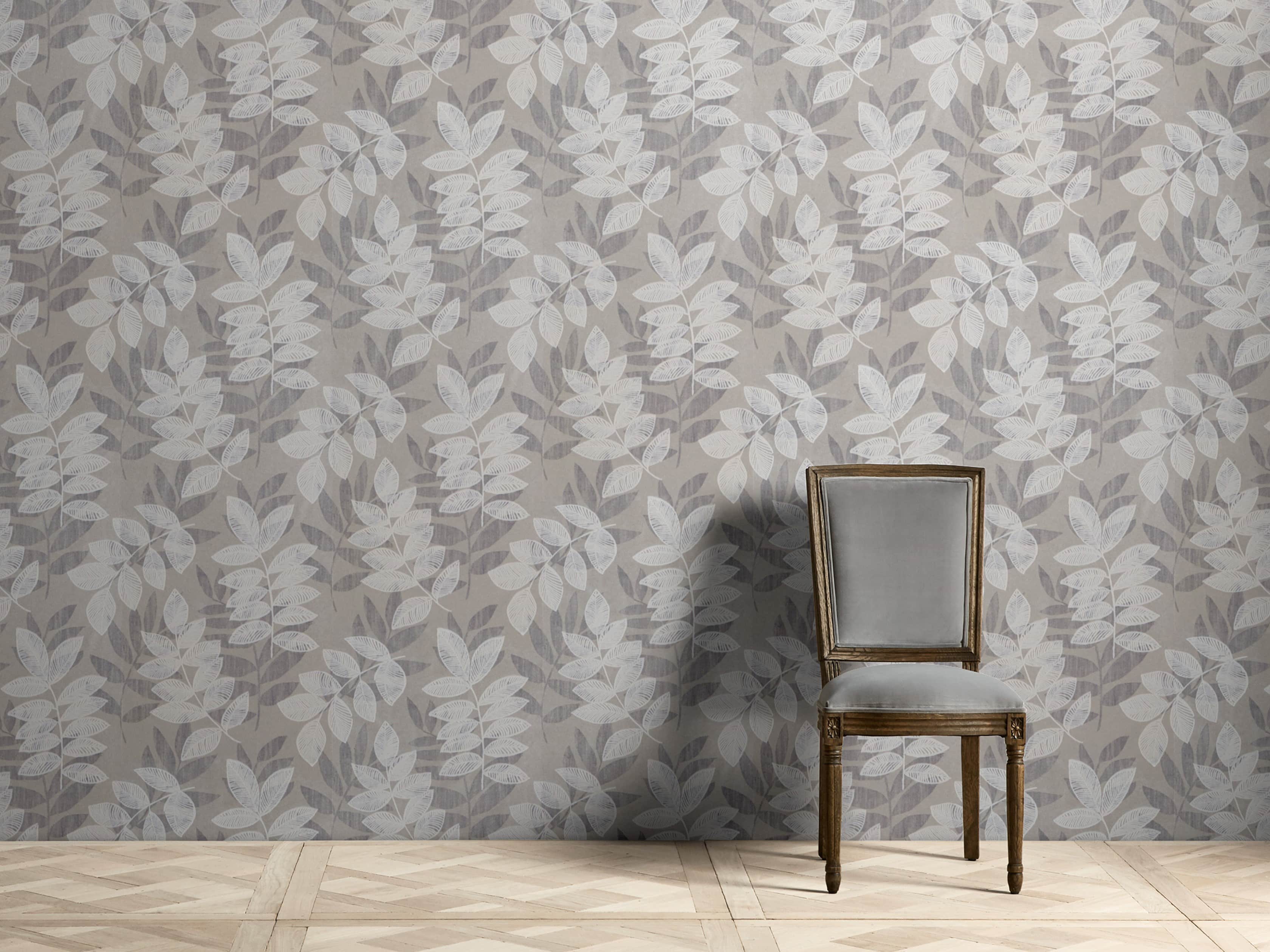 Felice Flocked Wallpaper in Charcoal
