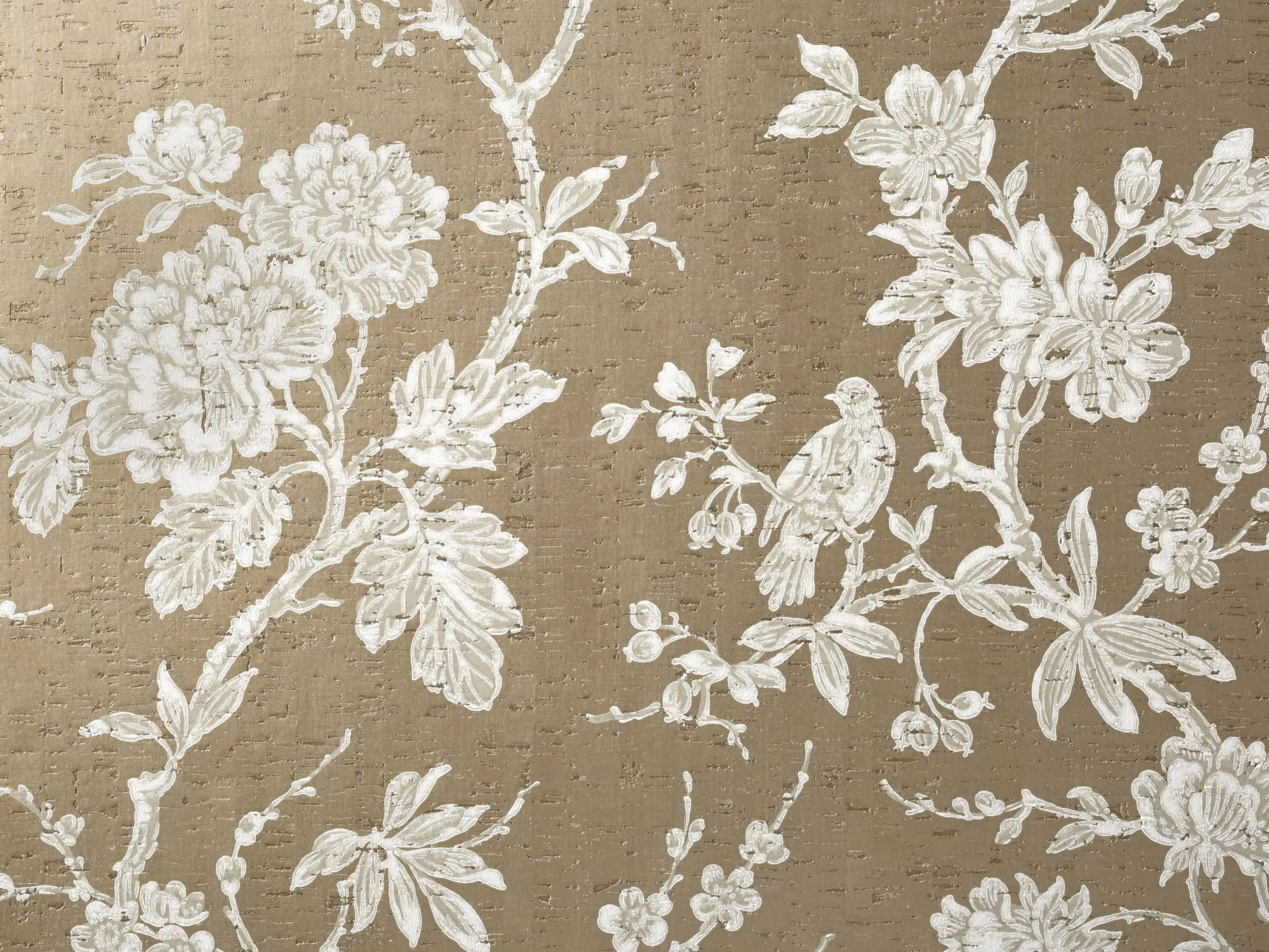 Linen Rose Wallpaper in Gold, slide 1 of 1