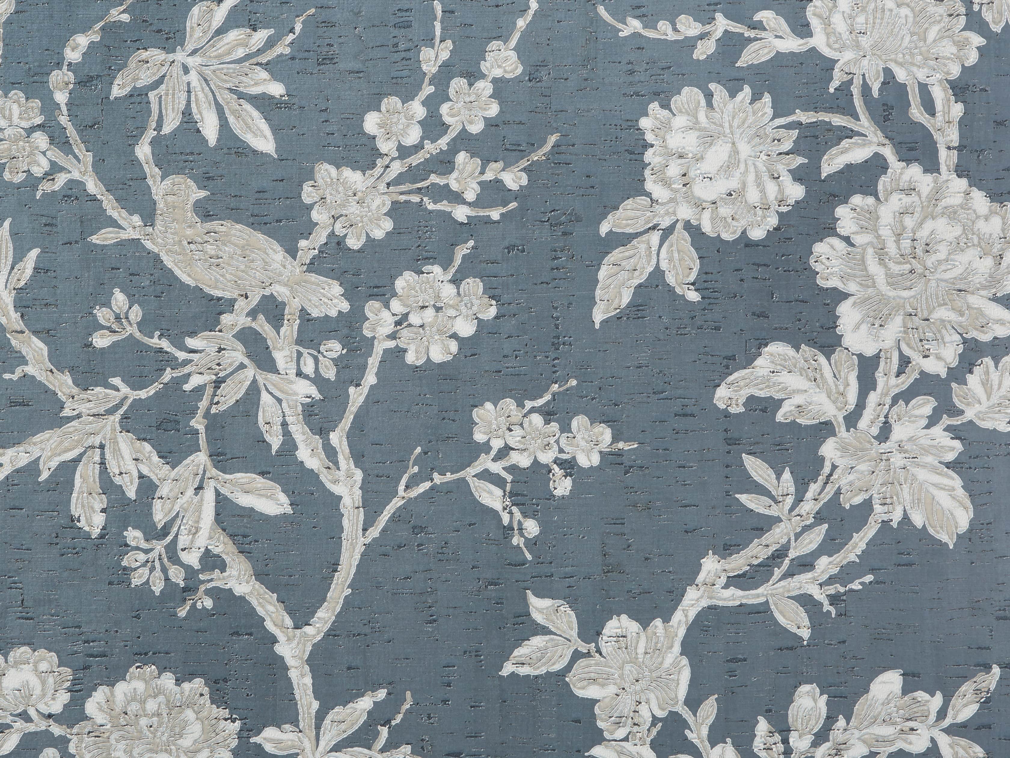 Linen Rose Wallpaper in Blue
