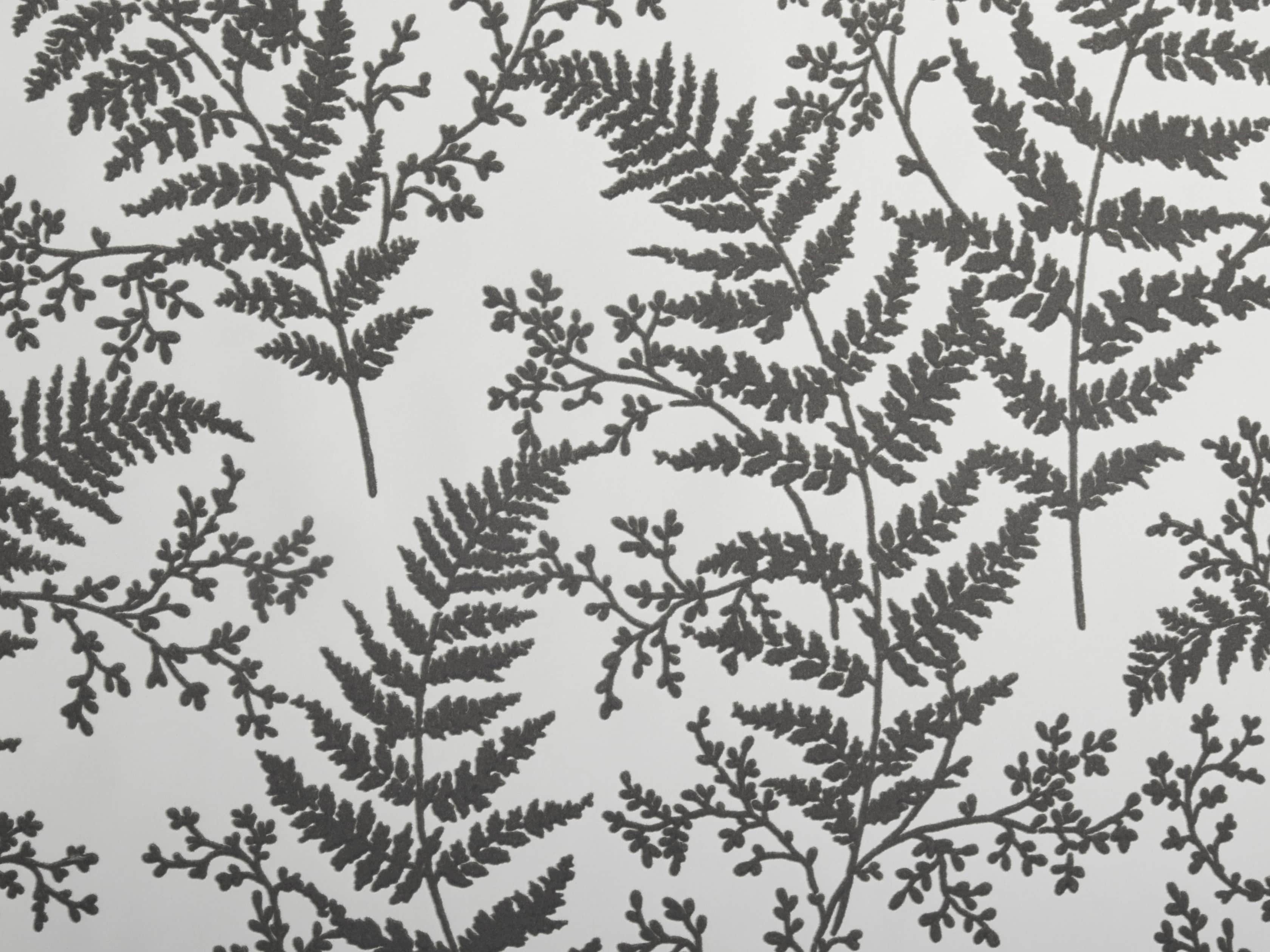 Flocked Fronds Wallpaper in Grey, slide 2 of 3