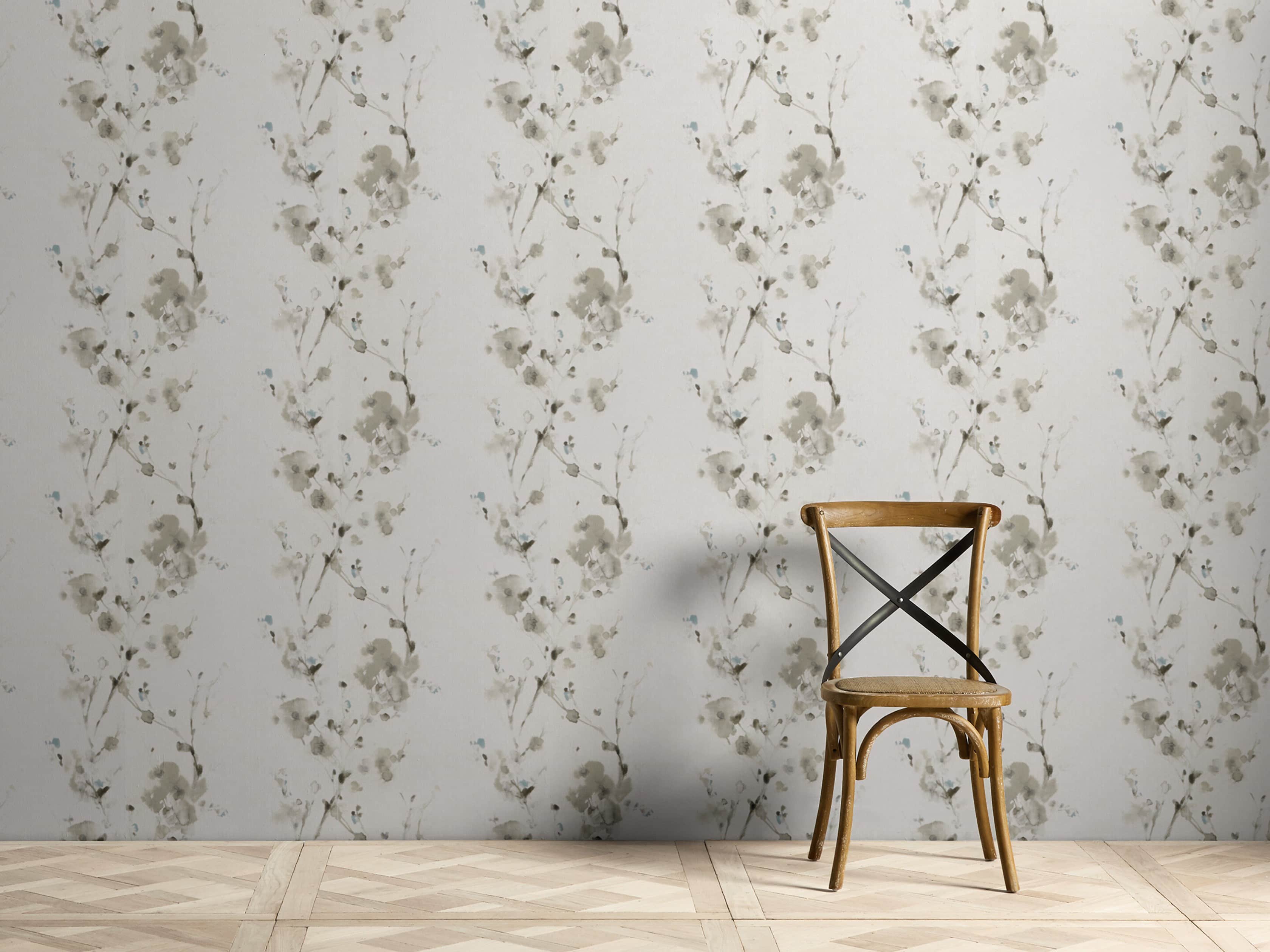 Blurred Poppies Wallpaper In Grey, slide 1 of 2