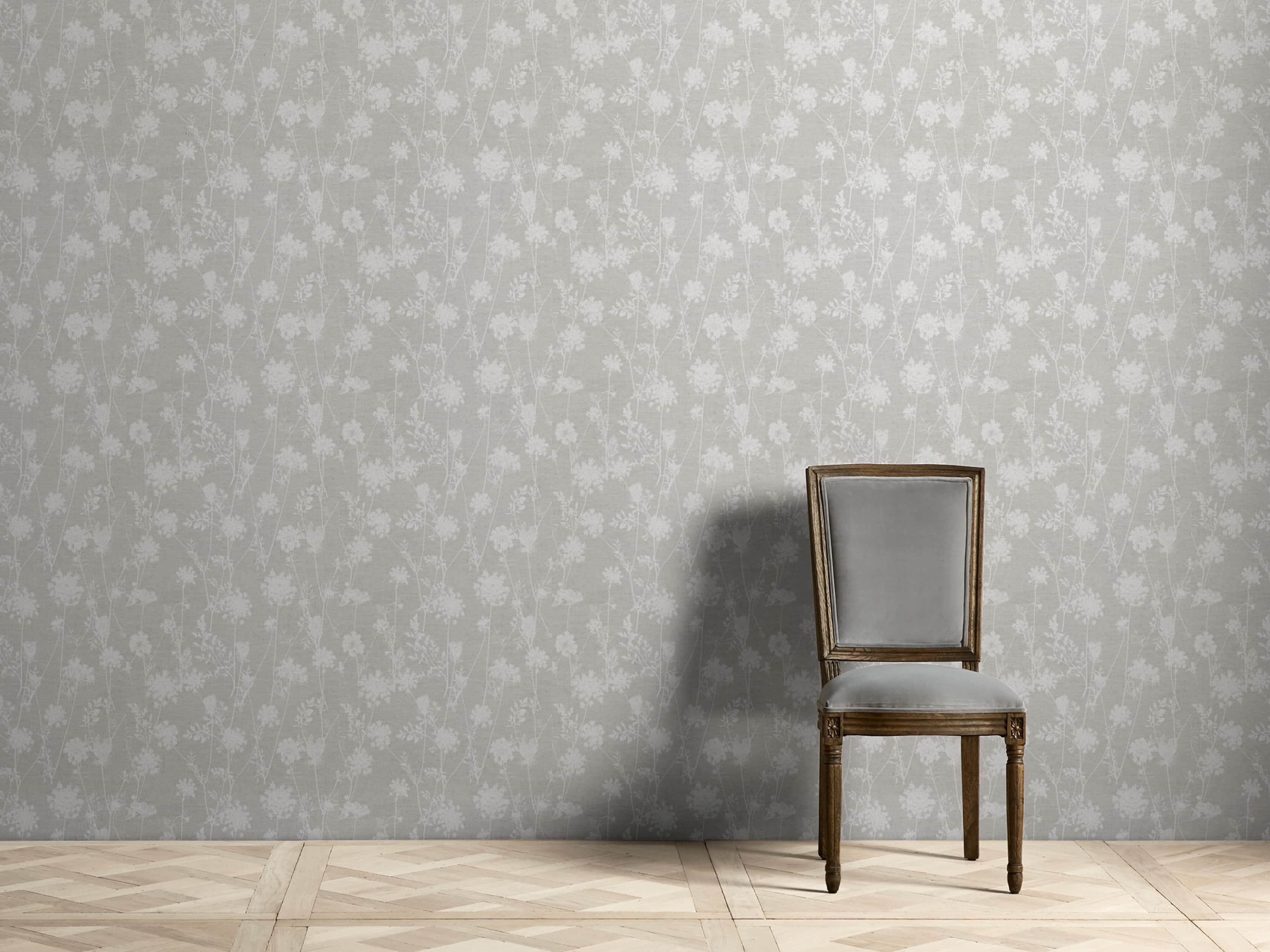Ethereal Linen Wallpaper in Grey, slide 1 of 2