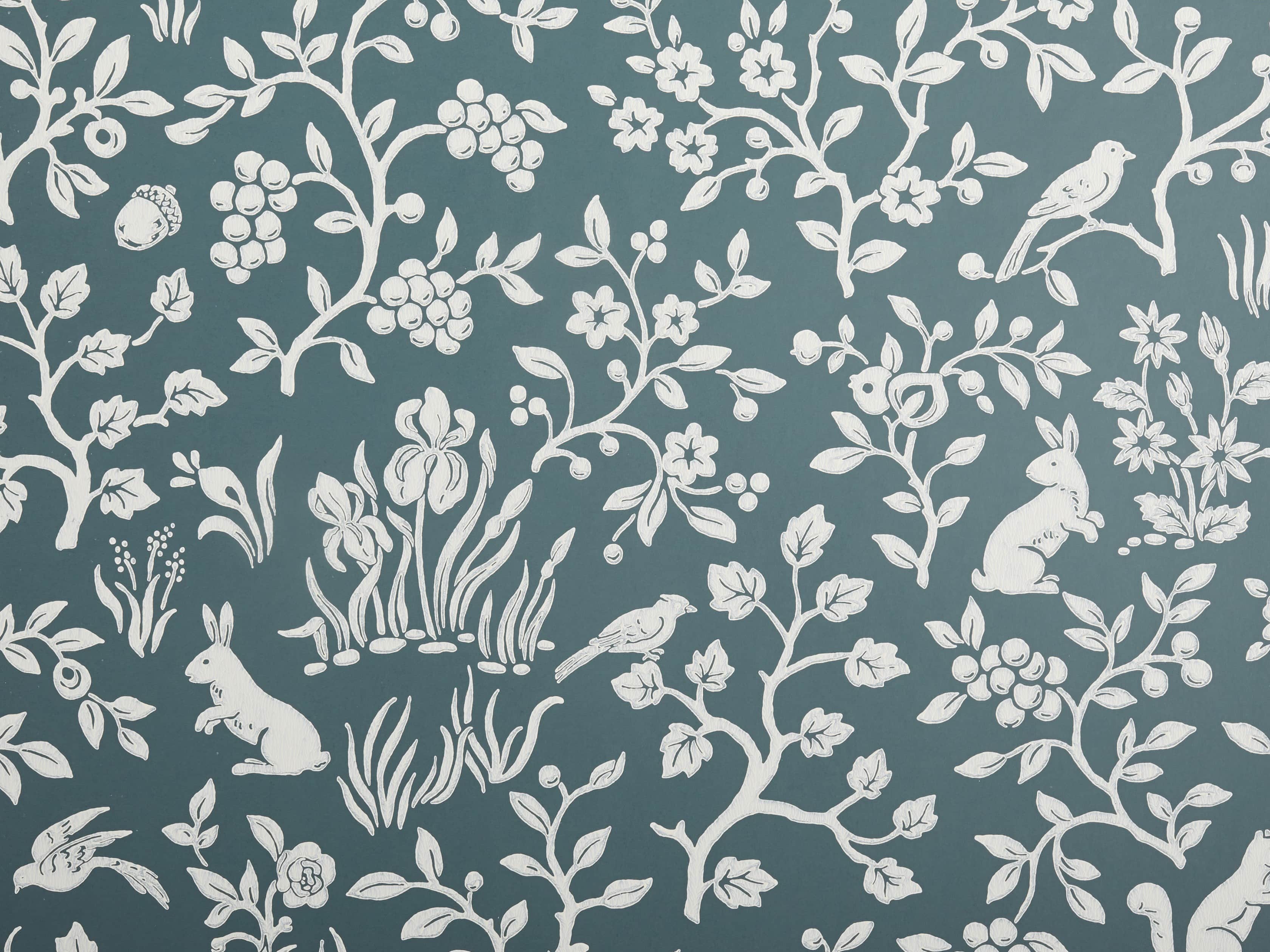 Woodlands Wallpaper in Teal, slide 2 of 2