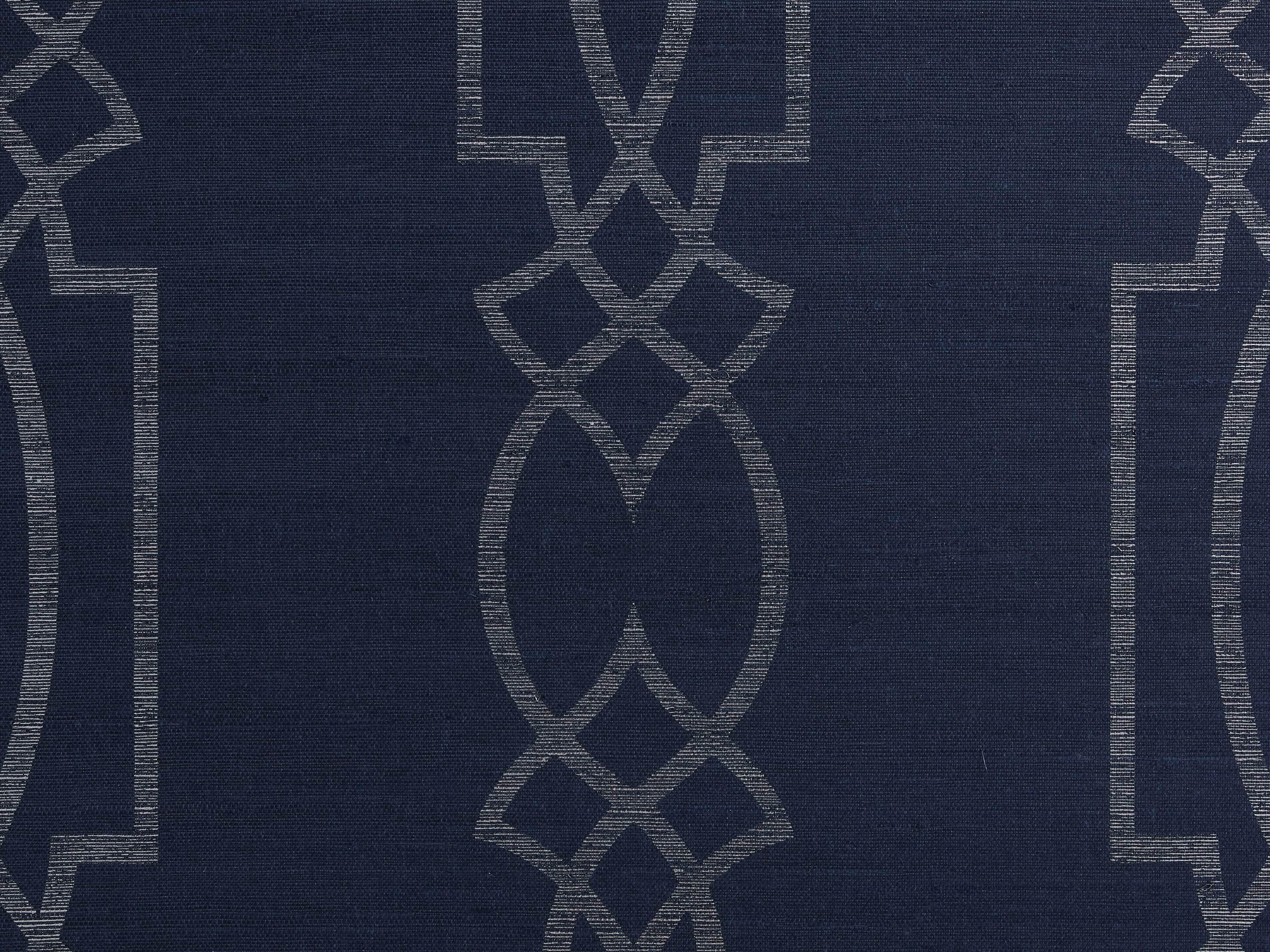 Espalier Grasscloth Wallpaper in Silver and Blue