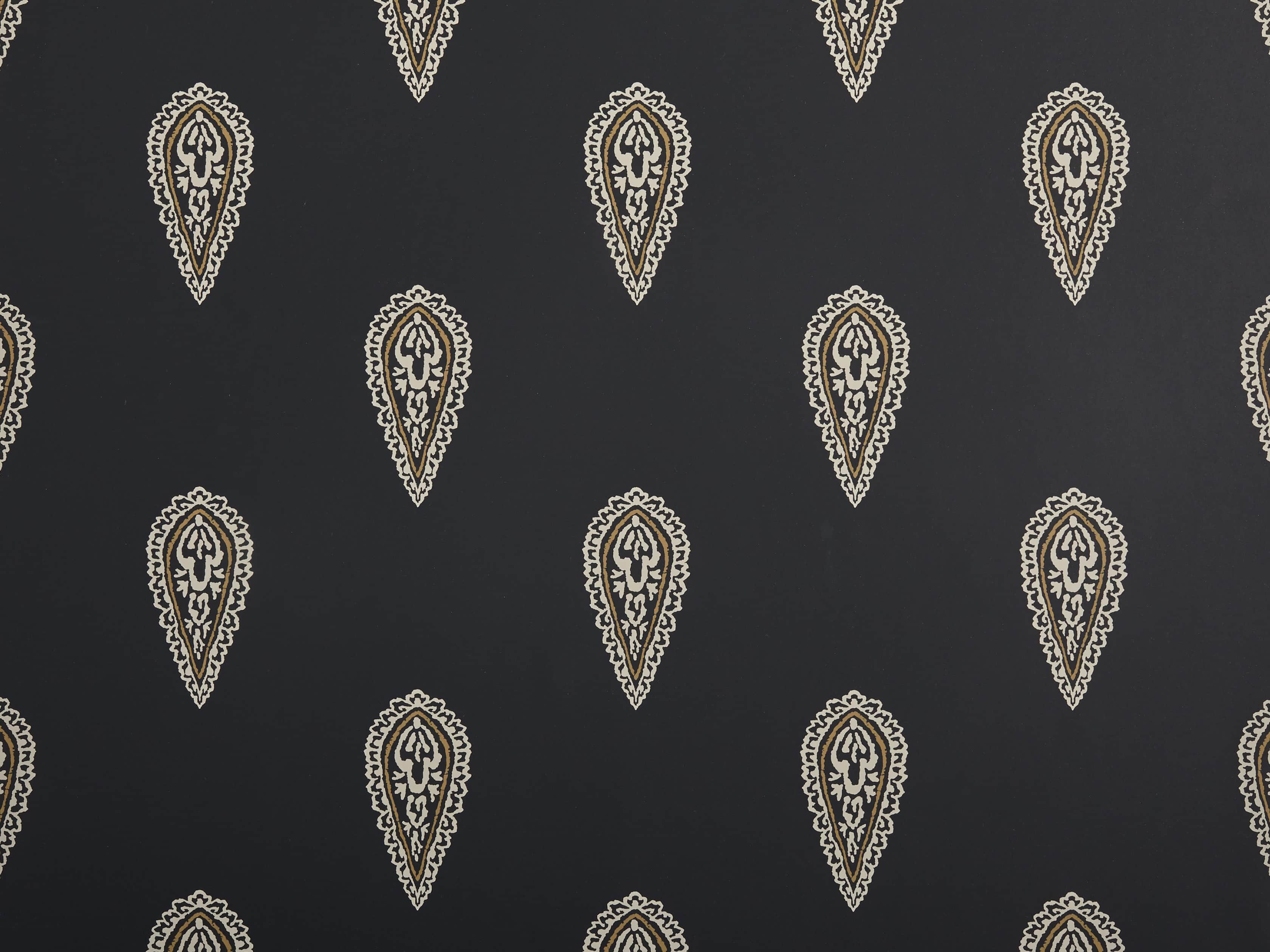 Golden Buta Wallpaper in Black, slide 2 of 4