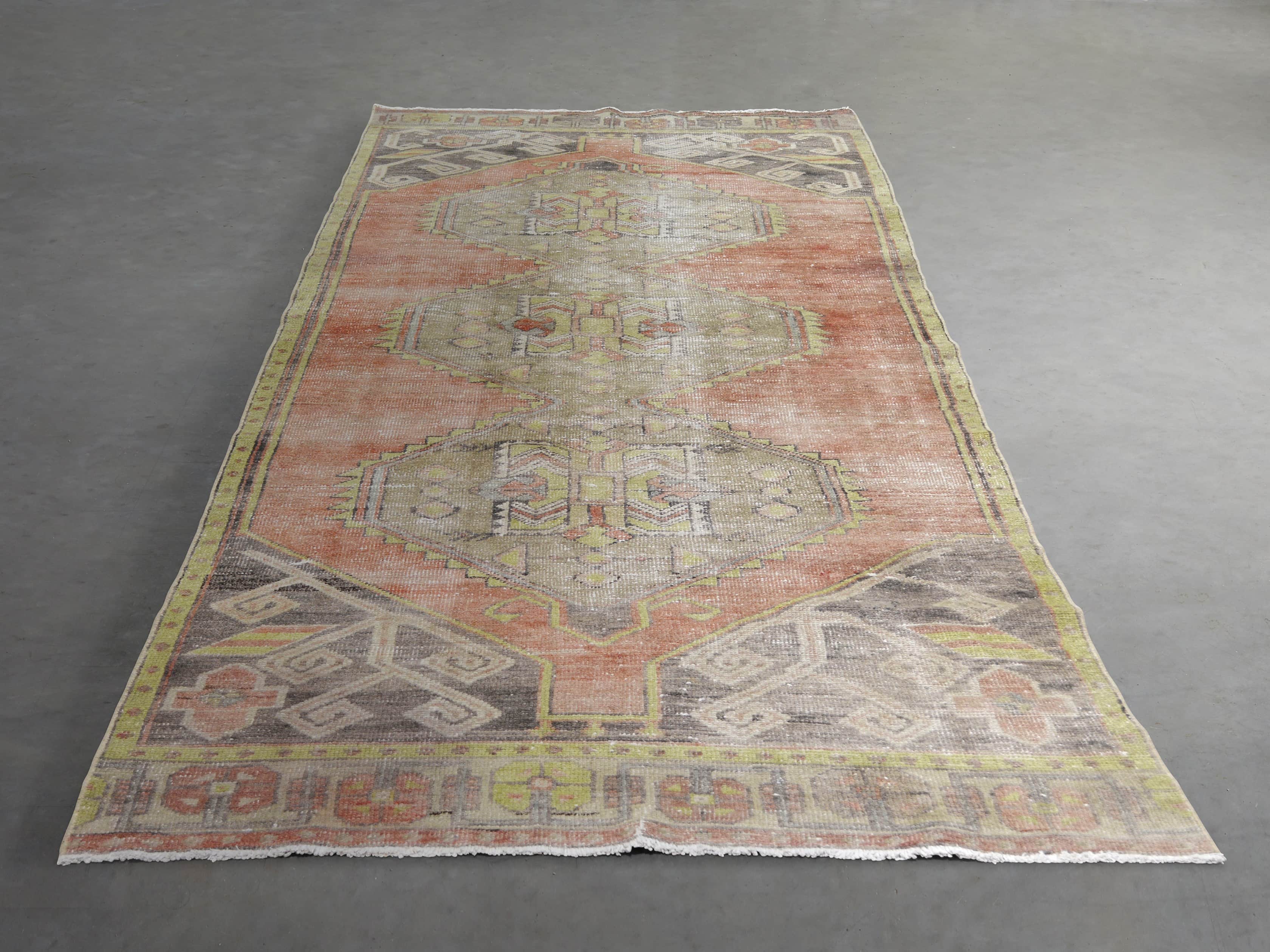 One of a Kind Vintage Turkish 3'8" x 10'3" Rug