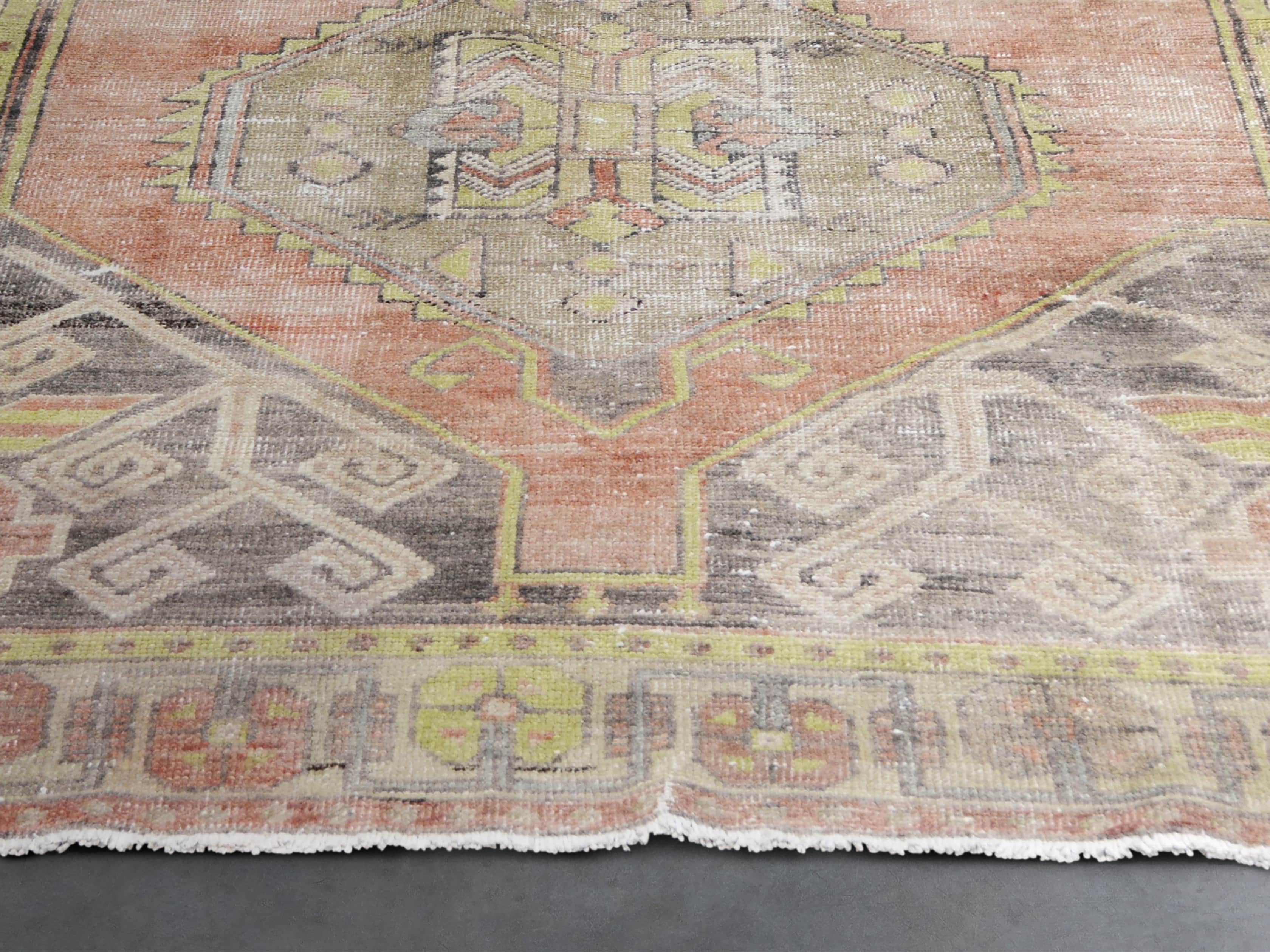 One of a Kind Vintage Turkish 3'8" x 10'3" Rug