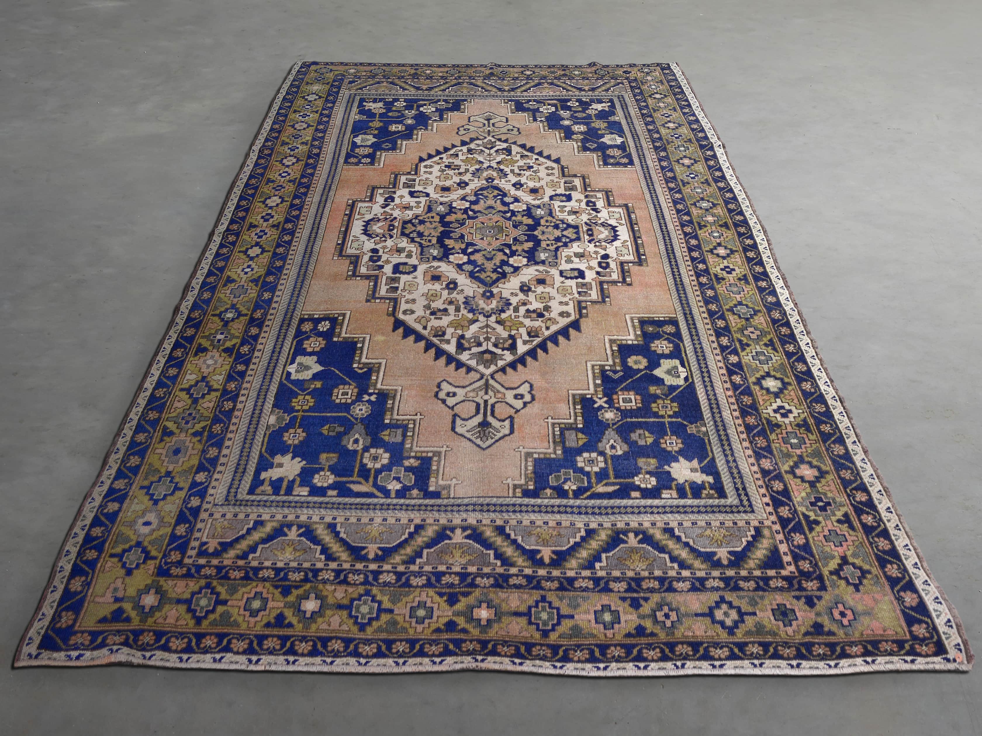 One of a Kind 6'5" x 11'8" Vintage Turkish Oushak Rug, slide 2 of 3