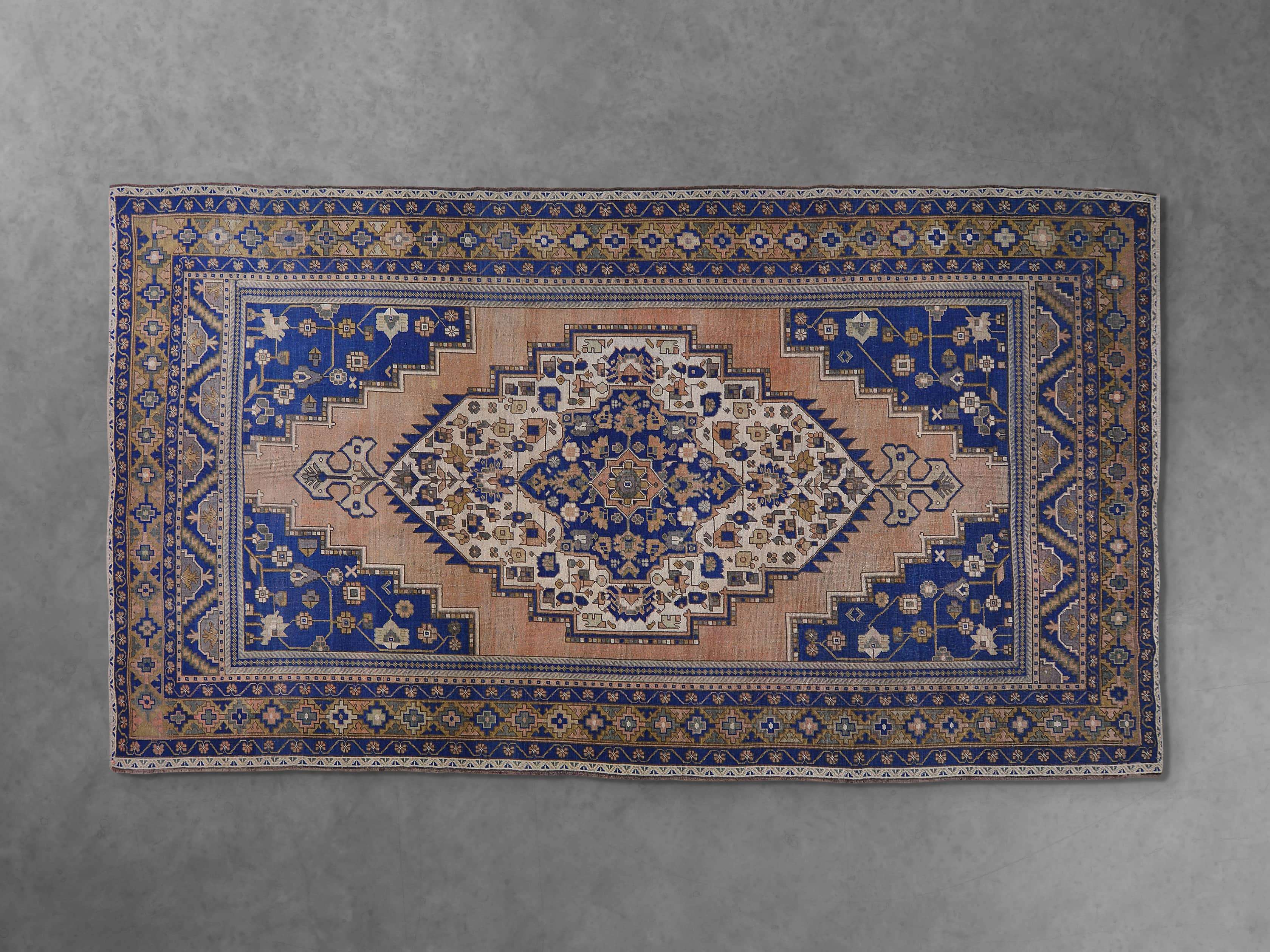 One of a Kind 6'5" x 11'8" Vintage Turkish Oushak Rug, slide 1 of 3