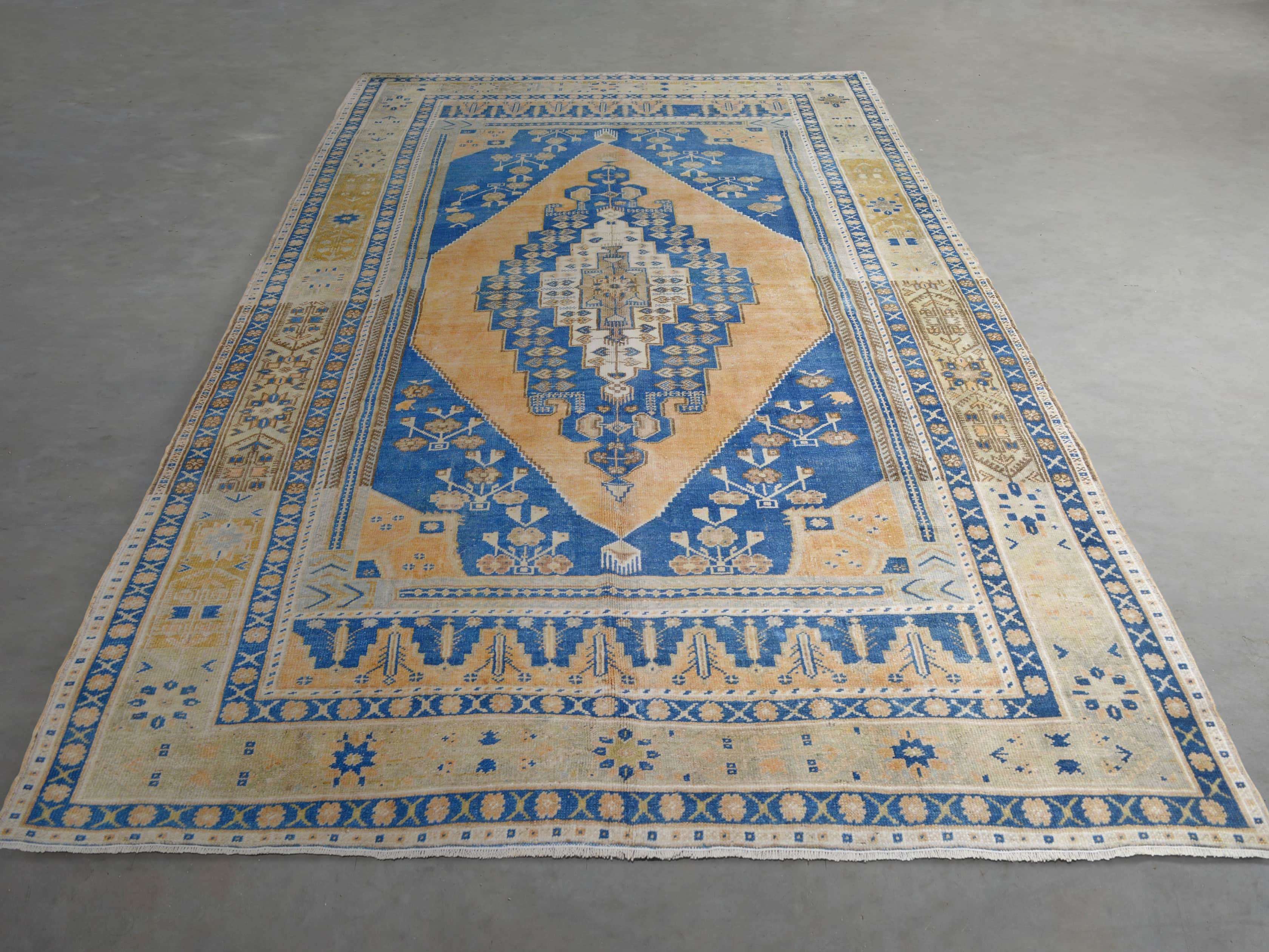 One of a Kind Vintage Turkish 5'10" x 9'6" Oushak Rug