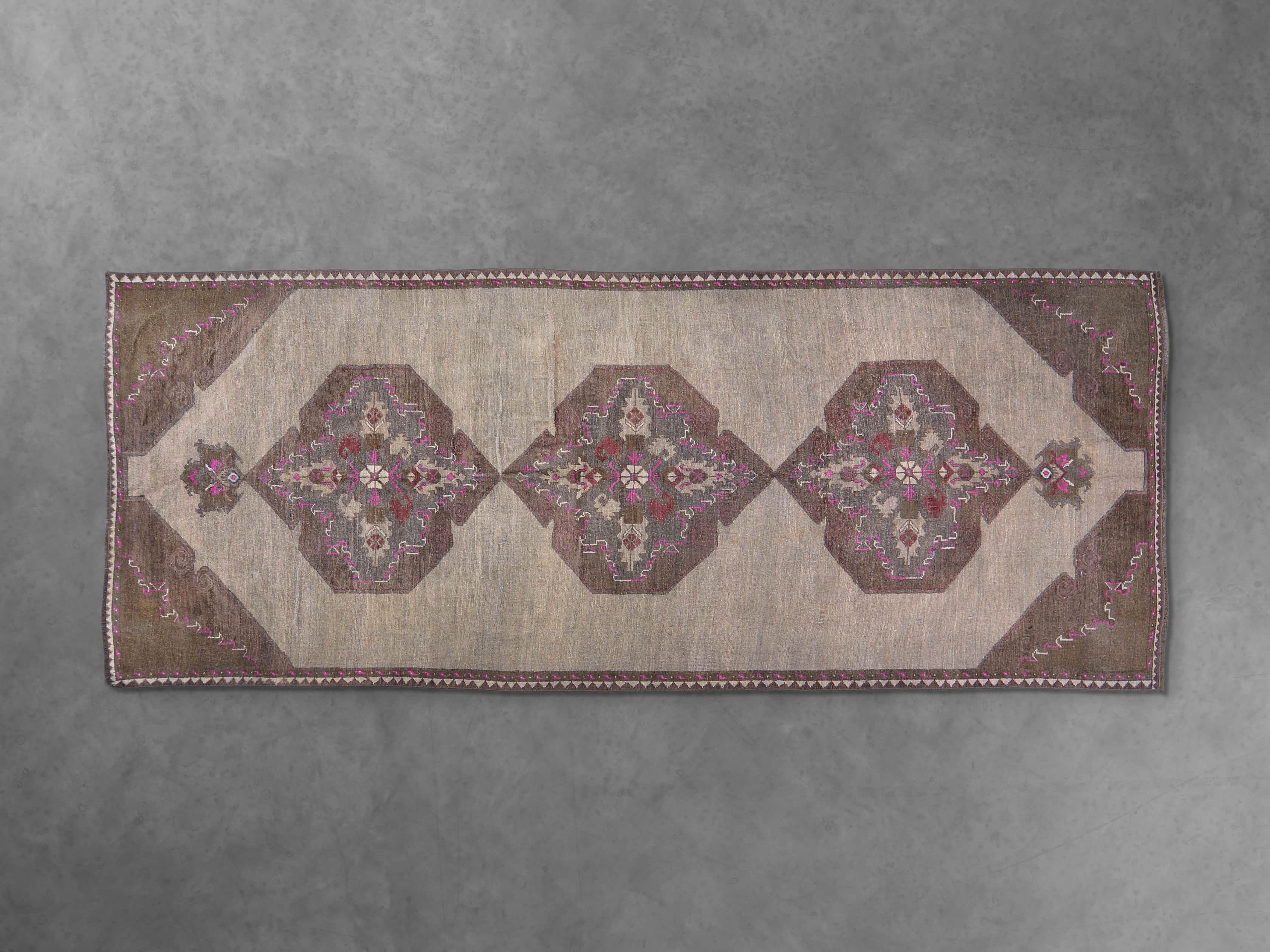 One of a Kind 4'2" x 10'6" Vintage Kurdish Rug