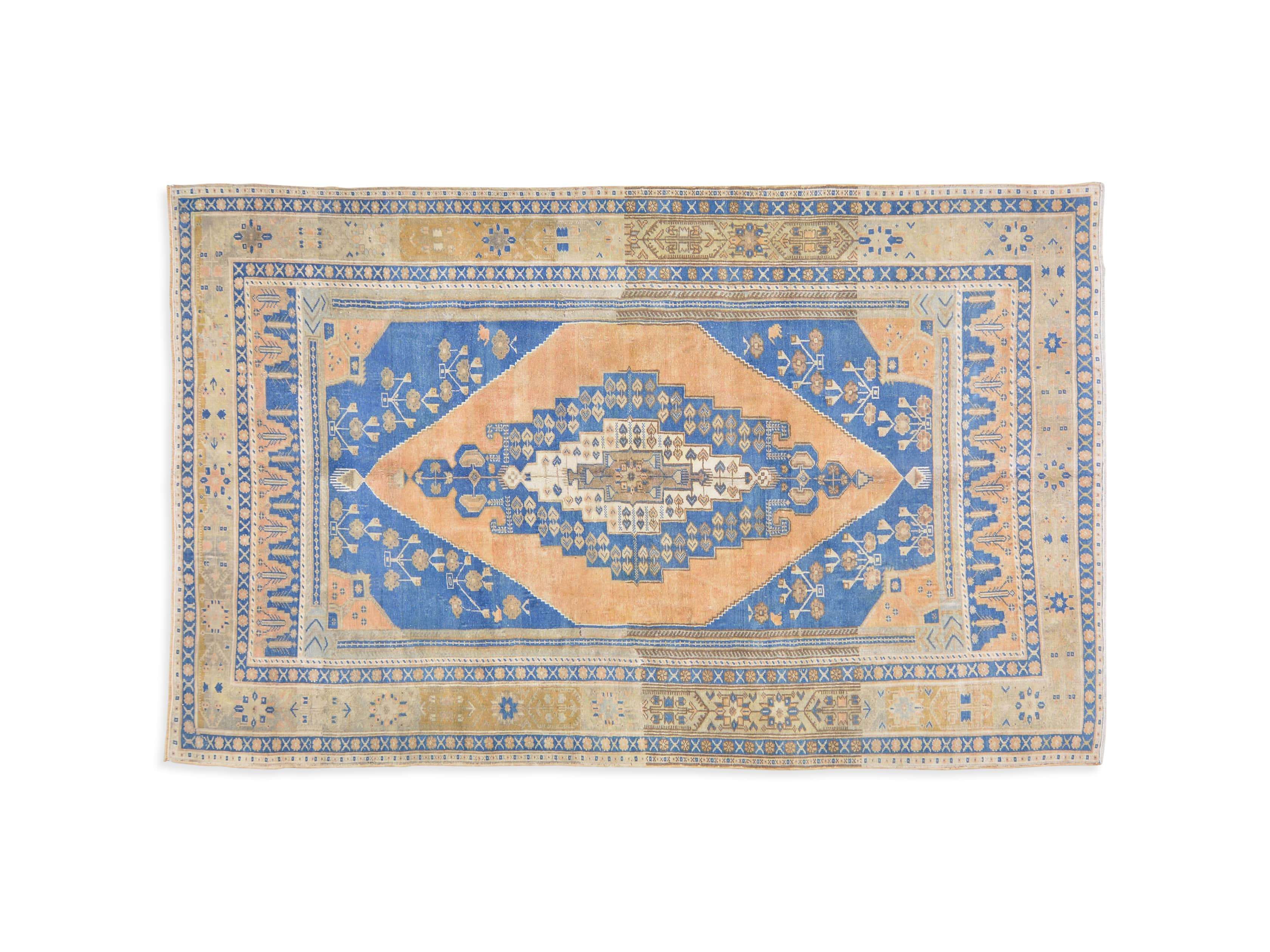 One of a Kind Vintage Turkish 5'10" x 9'6" Oushak Rug