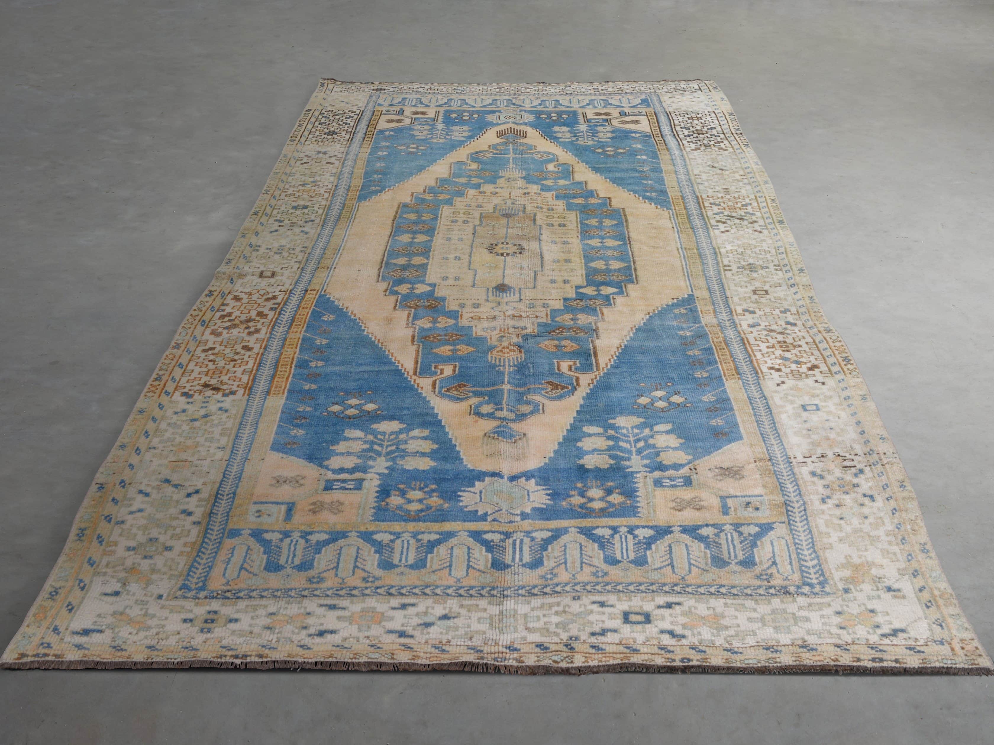 One of a Kind Vintage Turkish 5' x 10'5" Oushak Rug