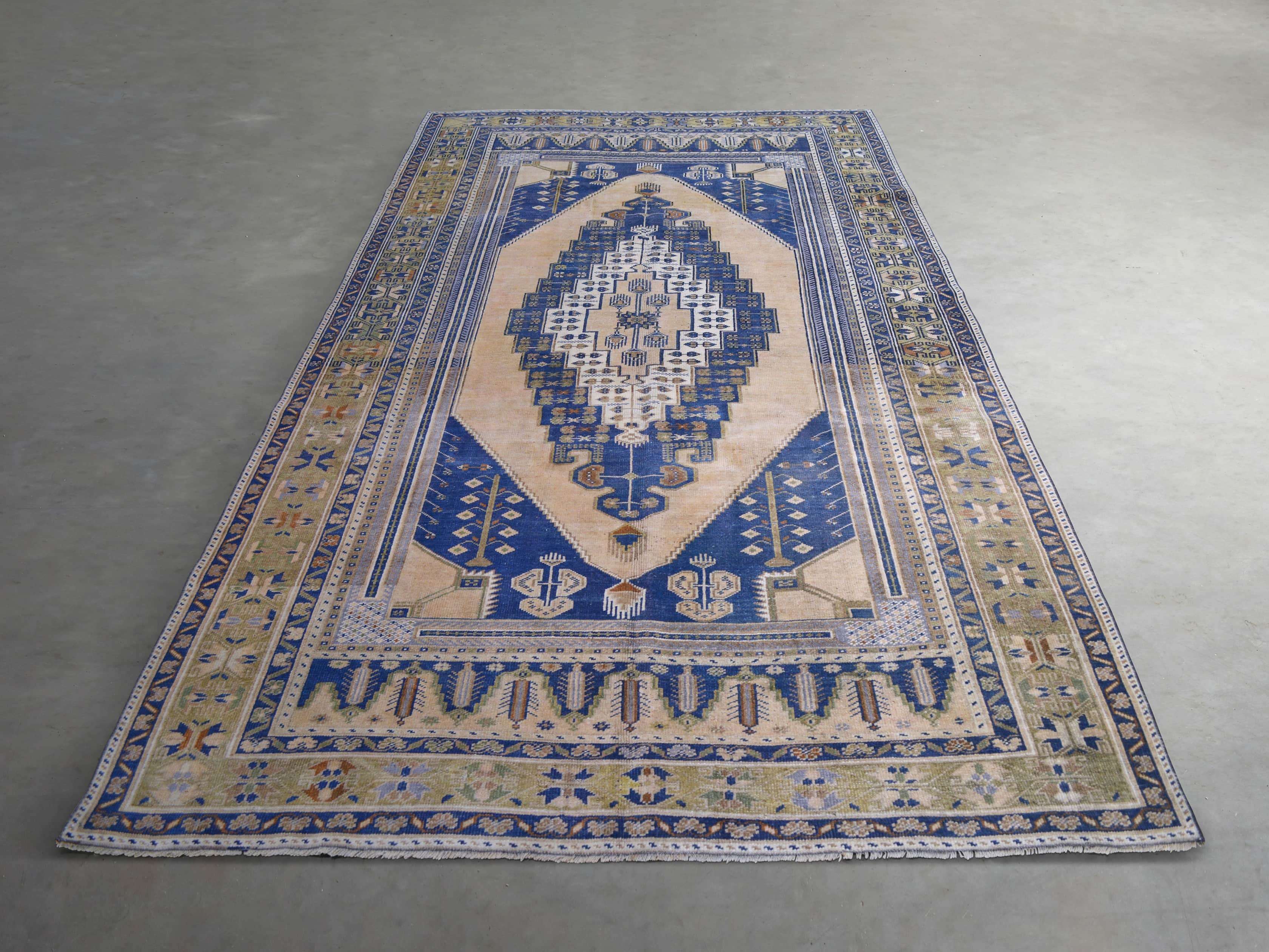 One of a Kind Vintage Turkish 5'3" x 9'4" Oushak Rug