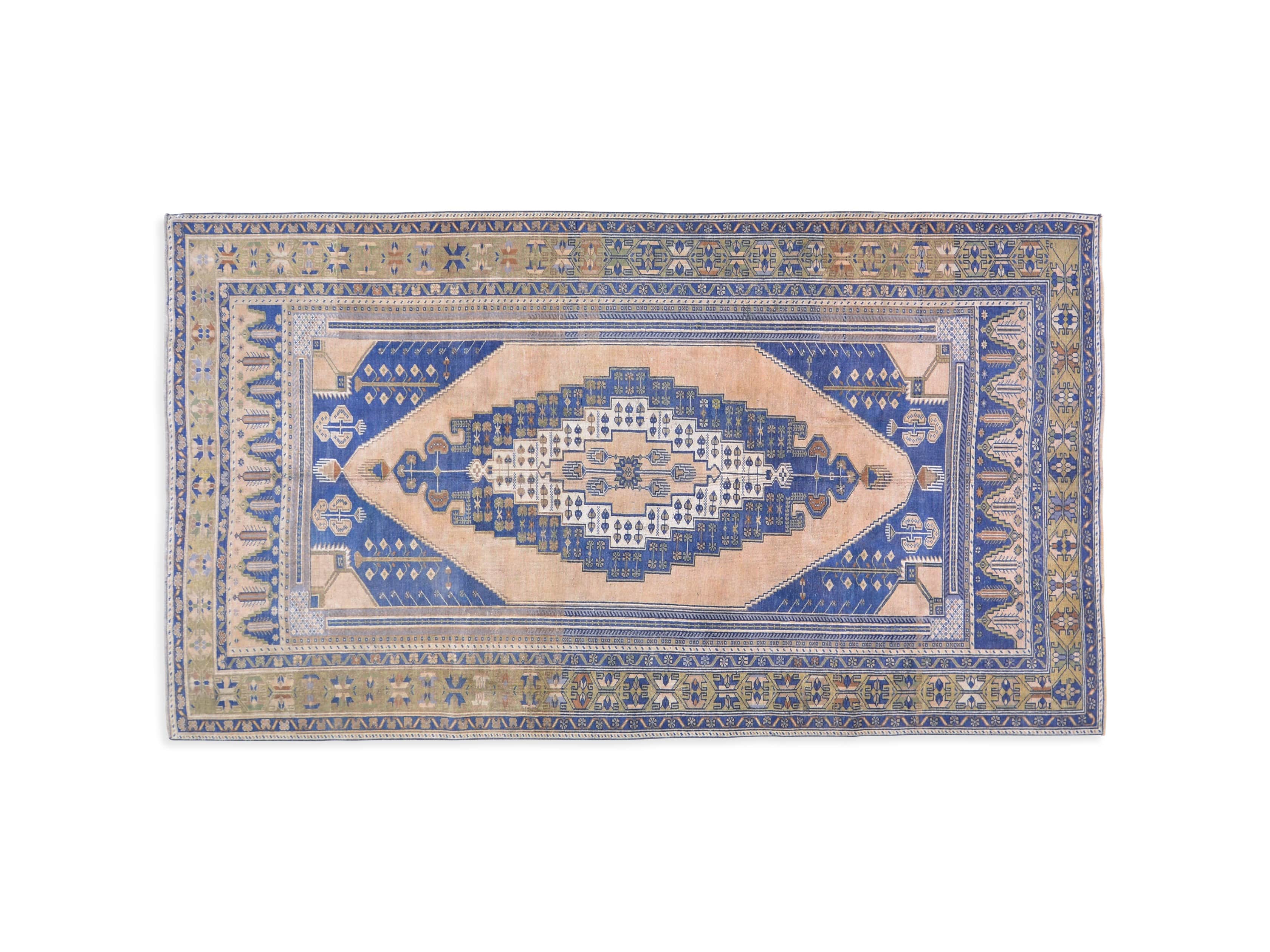One of a Kind Vintage Turkish 5'3" x 9'4" Oushak Rug