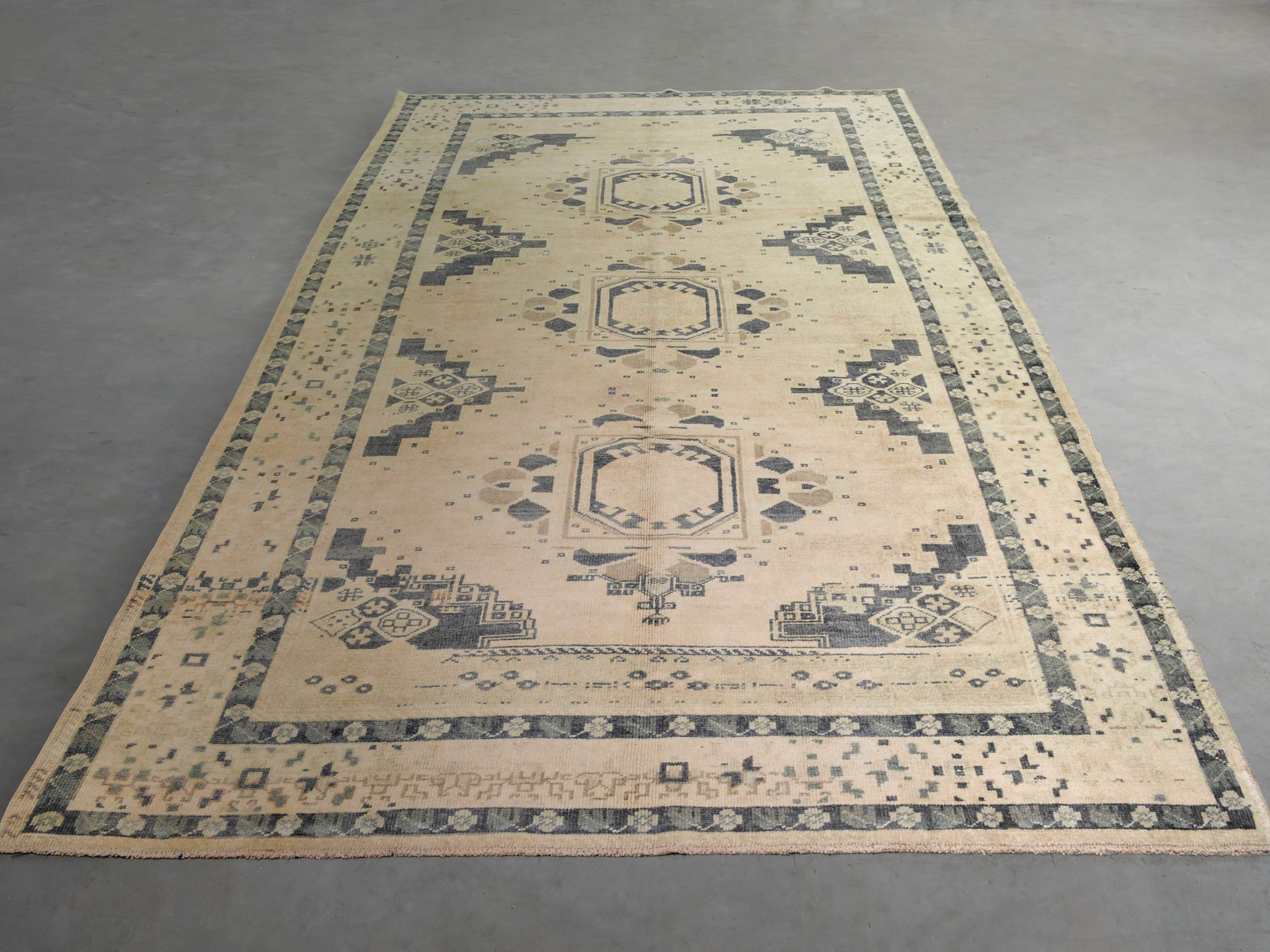 One of a Kind Vintage Turkish 5'5" x 11'2" Oushak Rug, slide 1 of 3