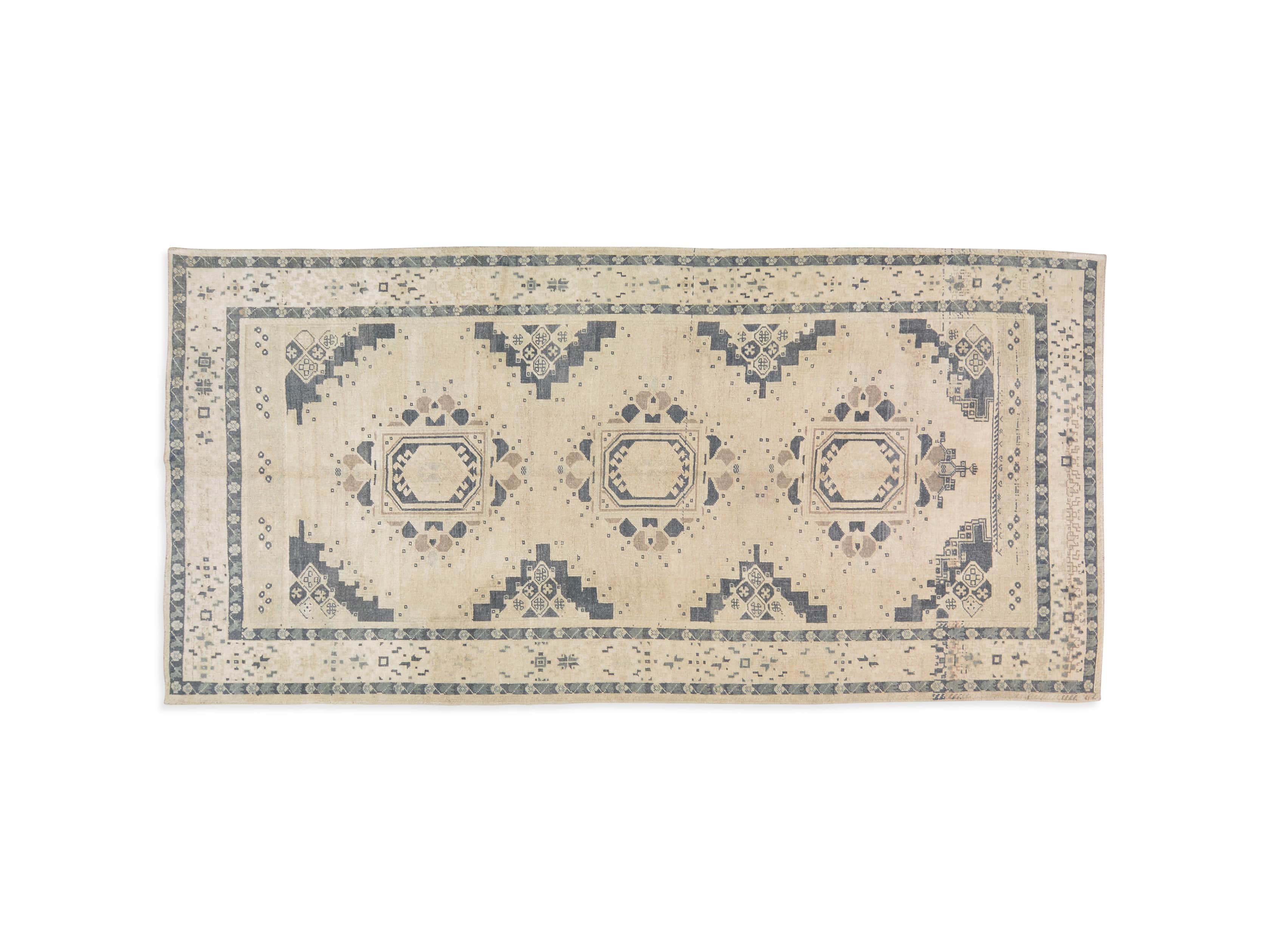 One of a Kind Vintage Turkish 5'5" x 11'2" Oushak Rug, slide 3 of 3