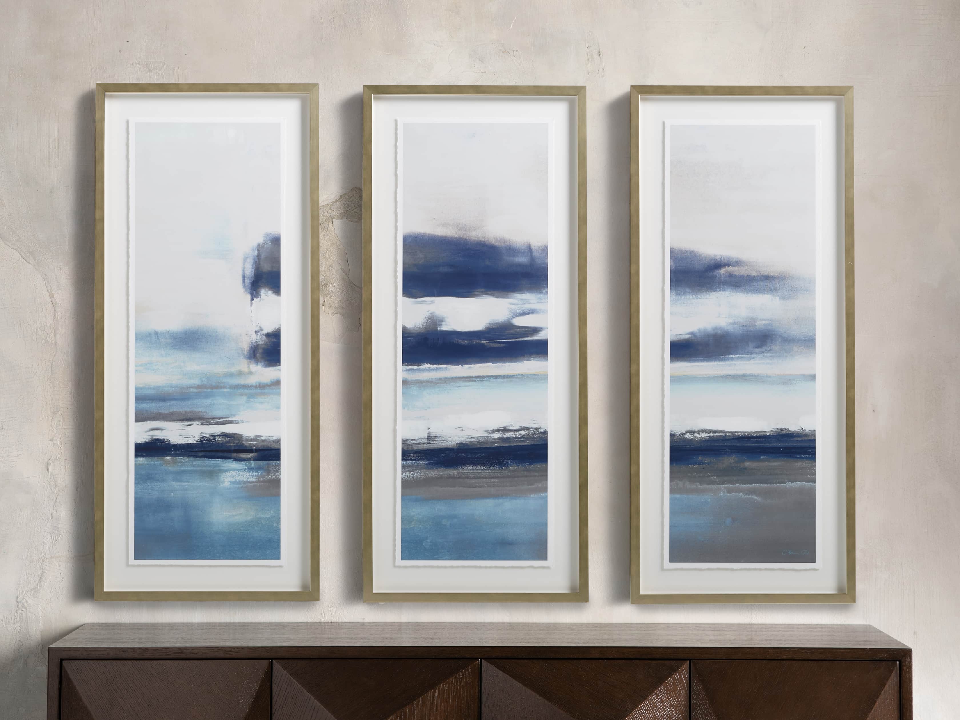 22" Clearing Storm Framed Triptych, slide 1 of 6