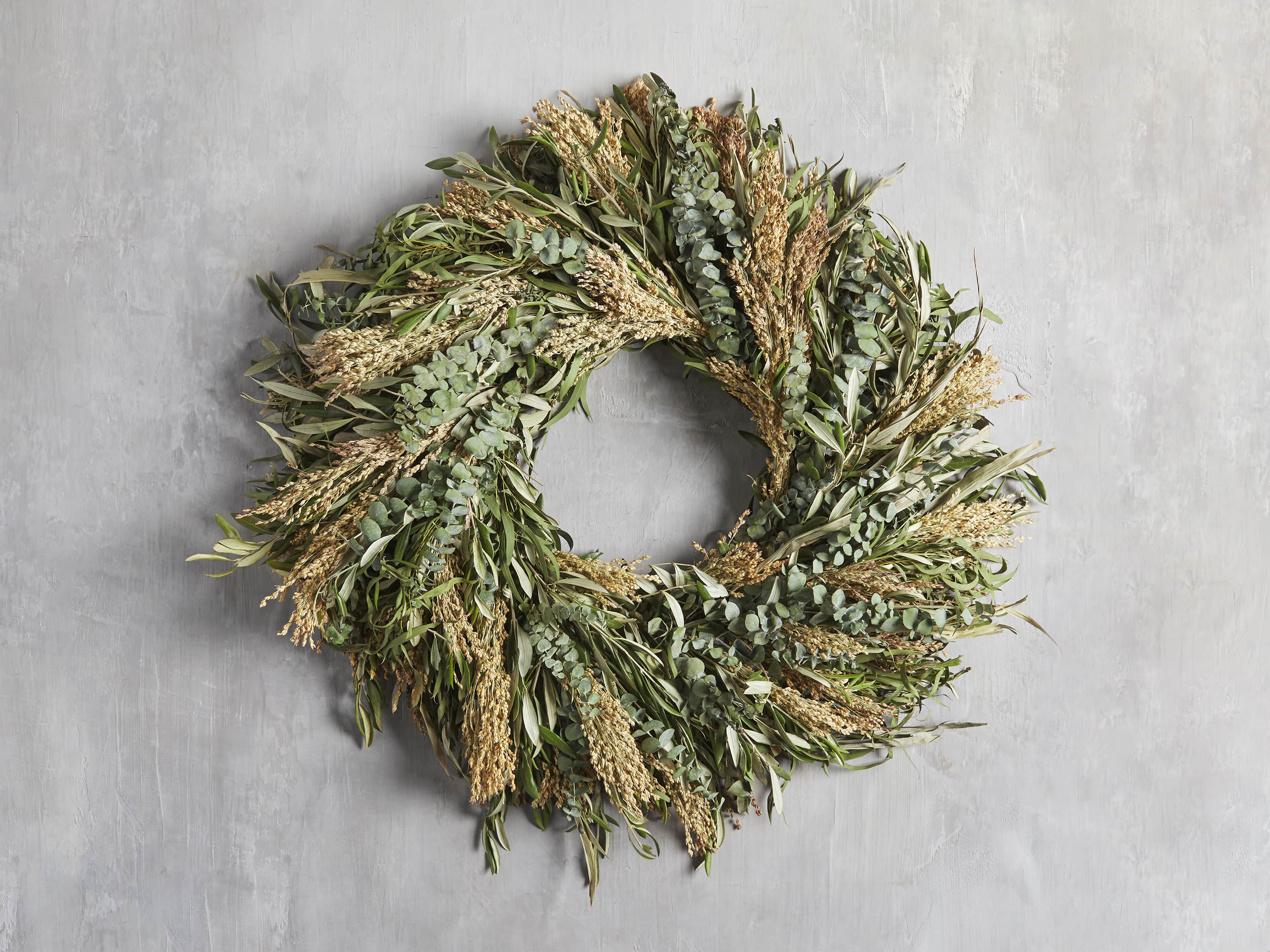 Fresh 30" Olive and Eucalyptus Wreath, slide 1 of 5