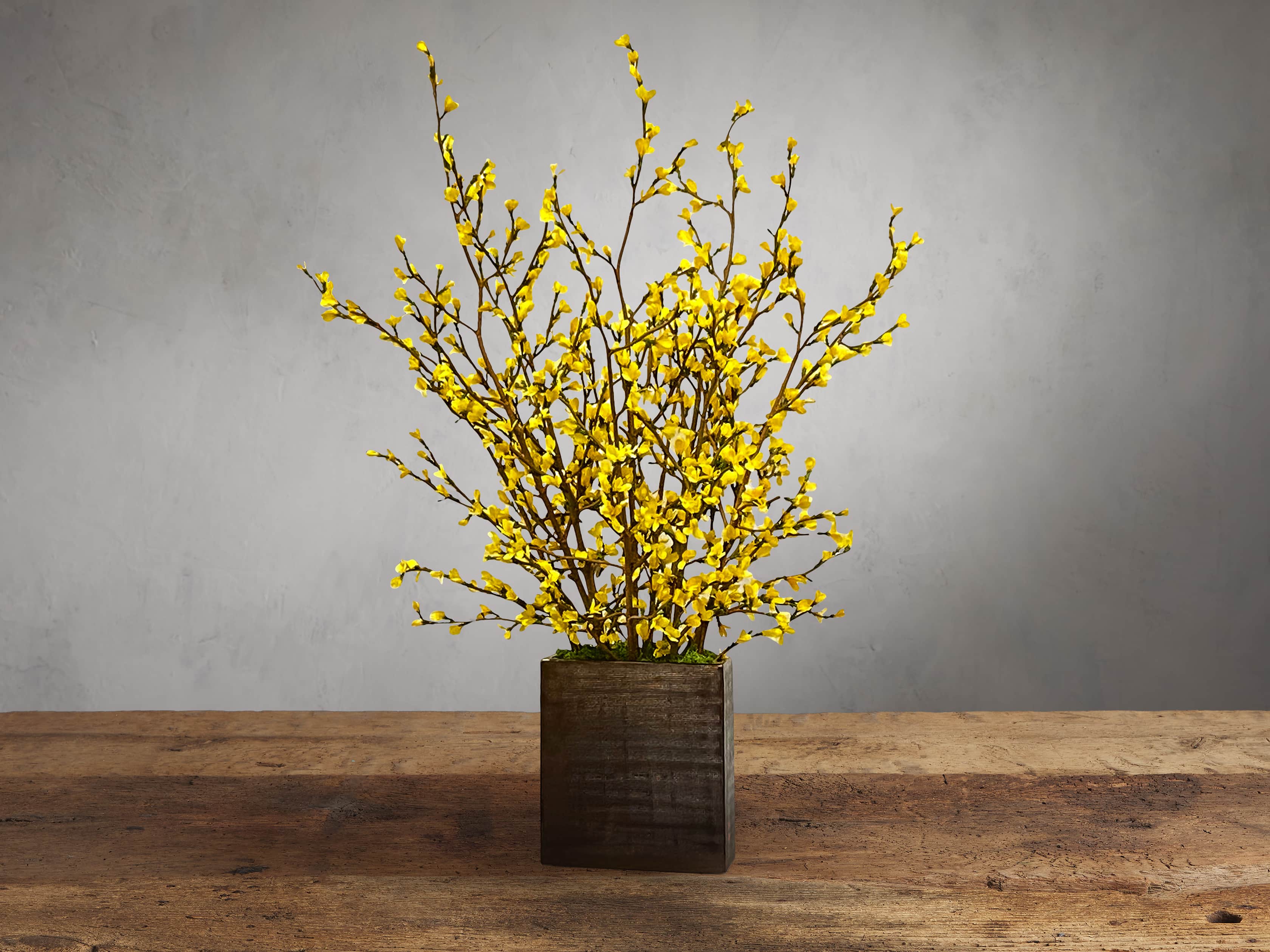 Faux Forsythia Artisanal in Vase, slide 1 of 1