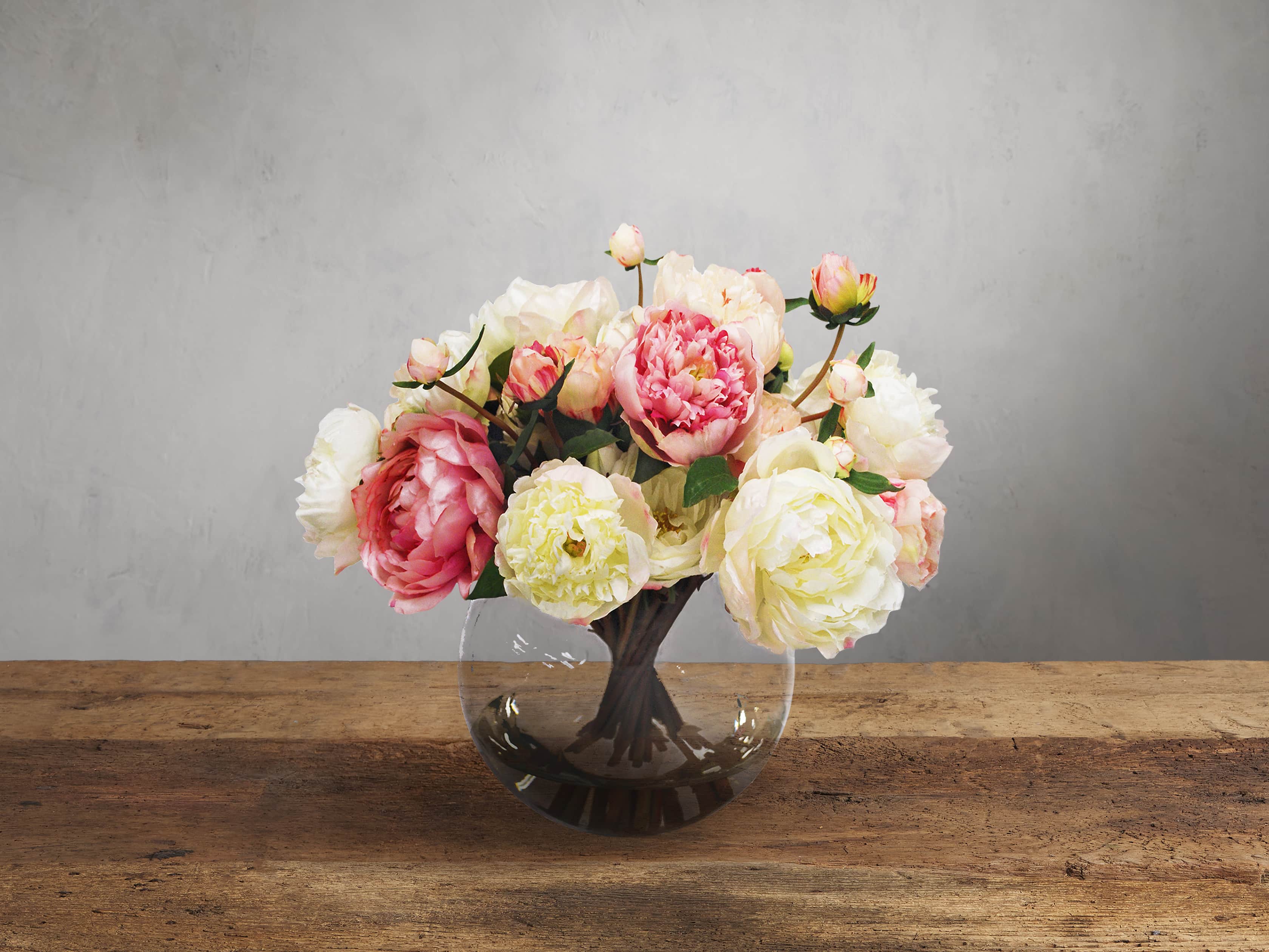 Faux Peony Rose in Glass, slide 1 of 1