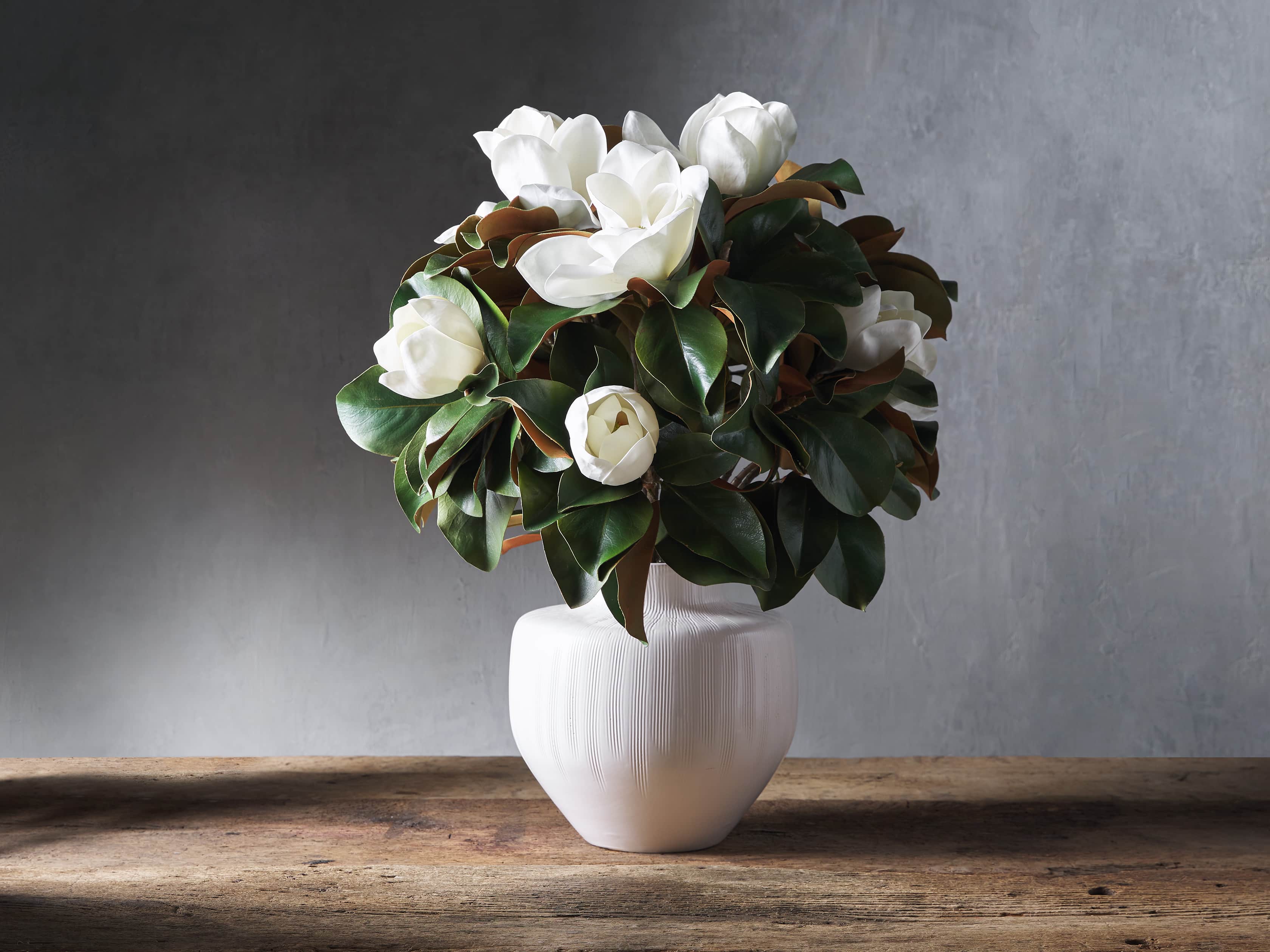 Faux Magnolia in White Vase 30.5", slide 1 of 2