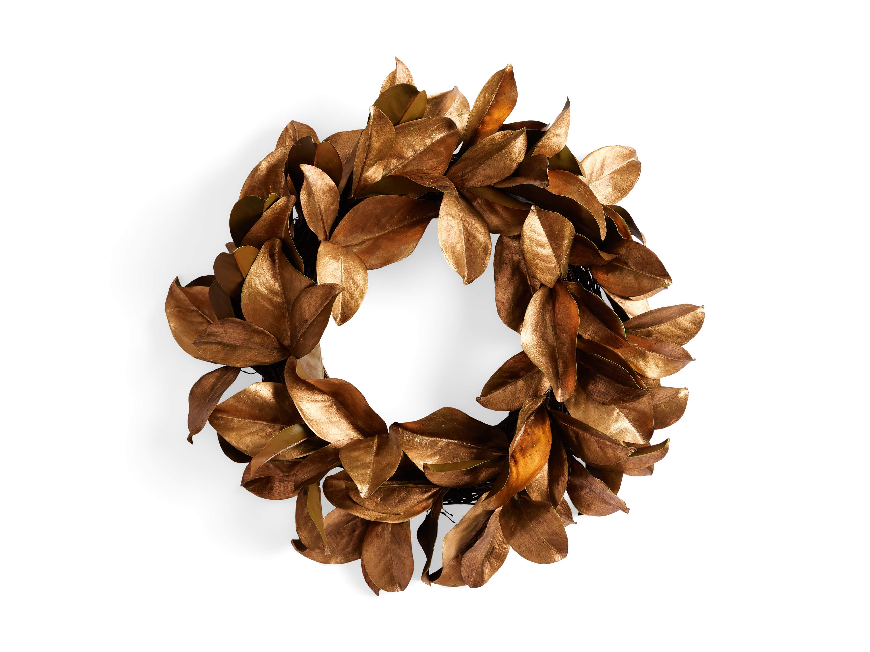 Faux Magnolia Gold Leaf Wreath 24", slide 5 of 5