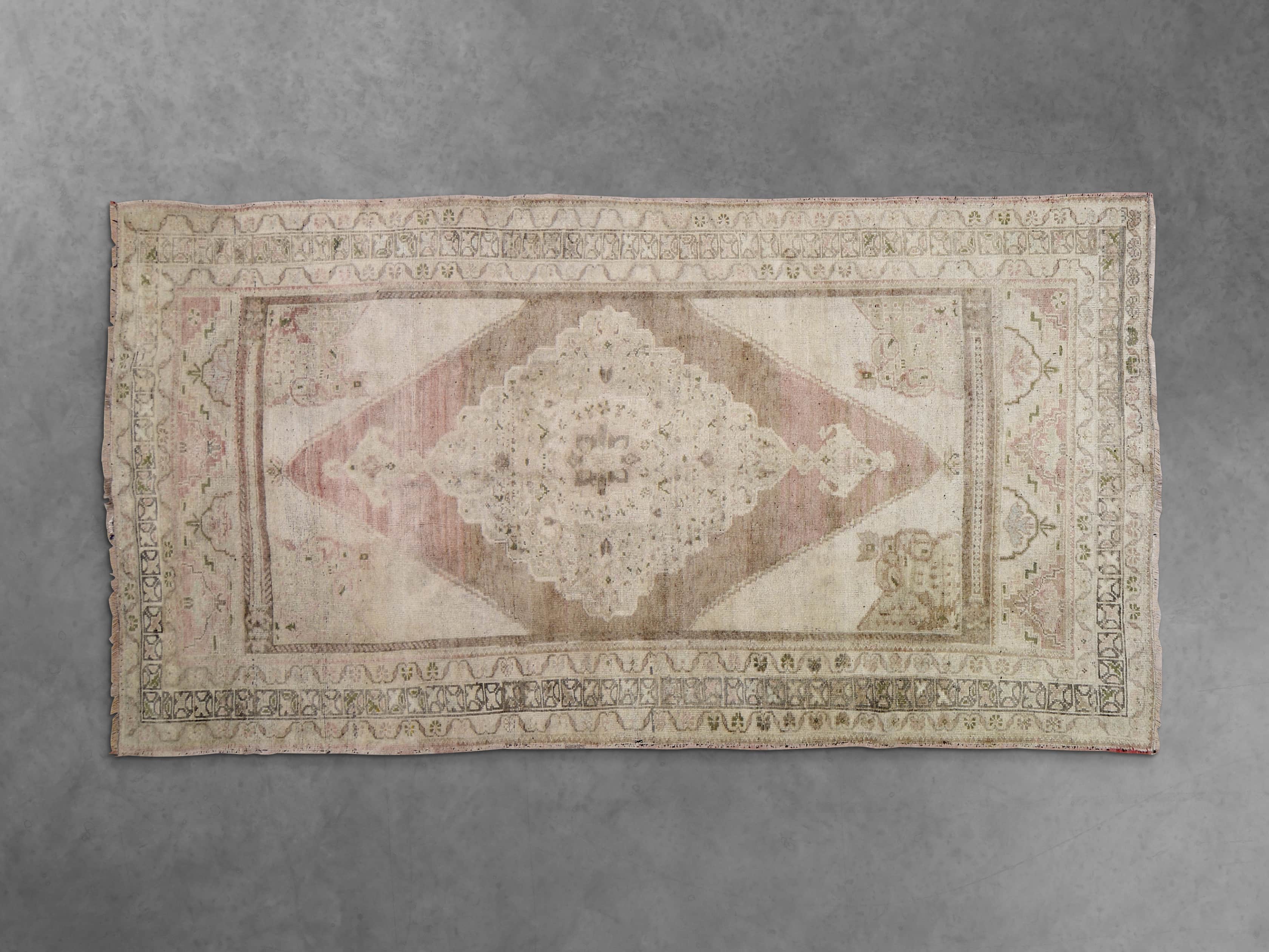 View the One of a Kind 5'1" x 9'7" Vintage Turkish Oushak Rug