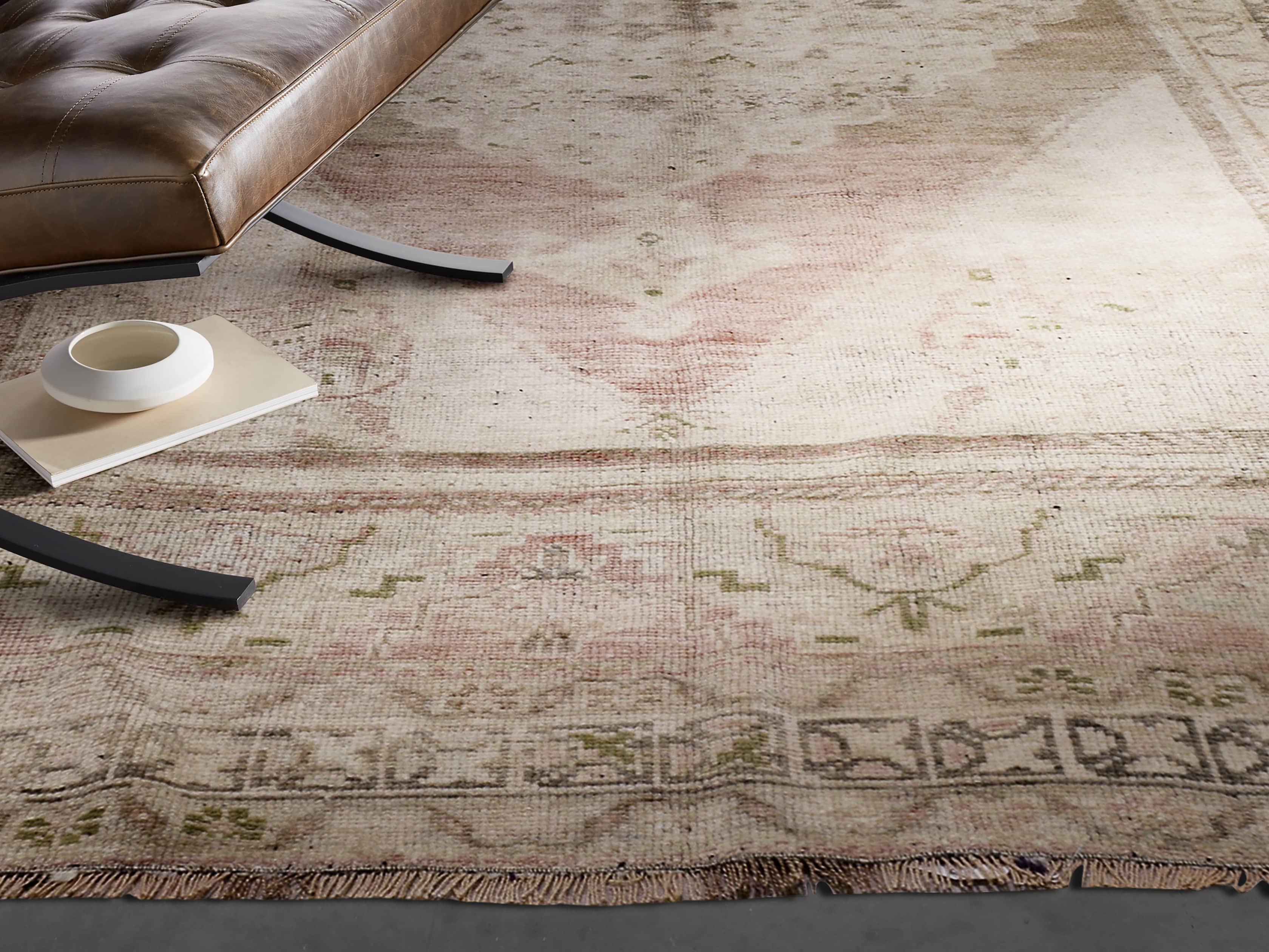 View the One of a Kind 5'1" x 9'7" Vintage Turkish Oushak Rug