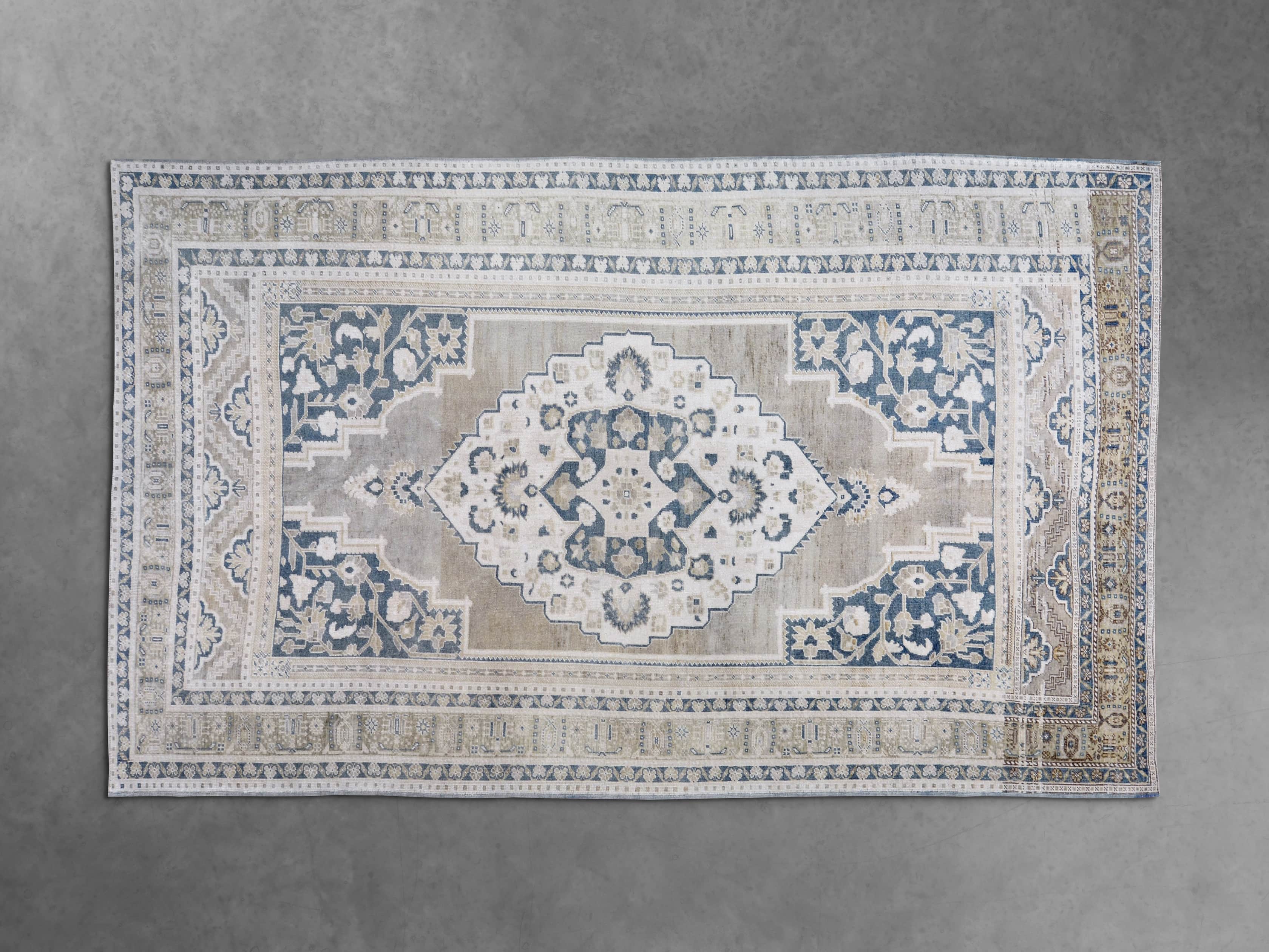 One of a Kind 6'3" x 10'6" Vintage Turkish Oushak Rug, slide 2 of 4
